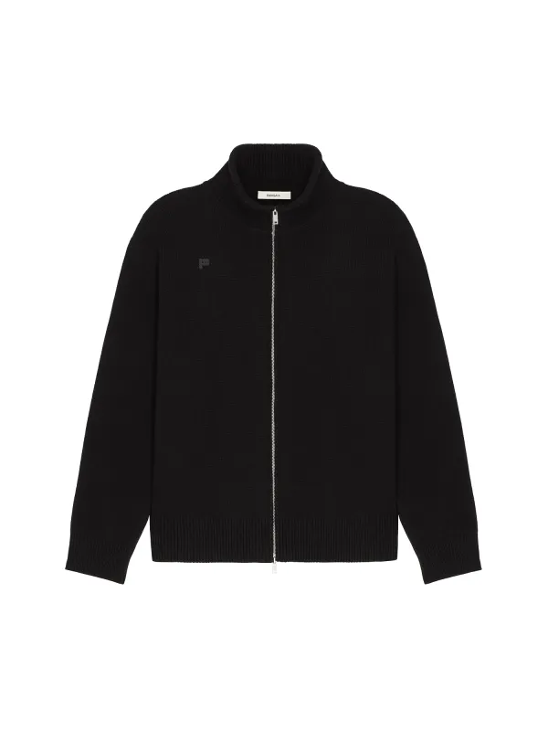 Mens Recycled Cashmere Zip Up Sweater—black sold by Pangaia