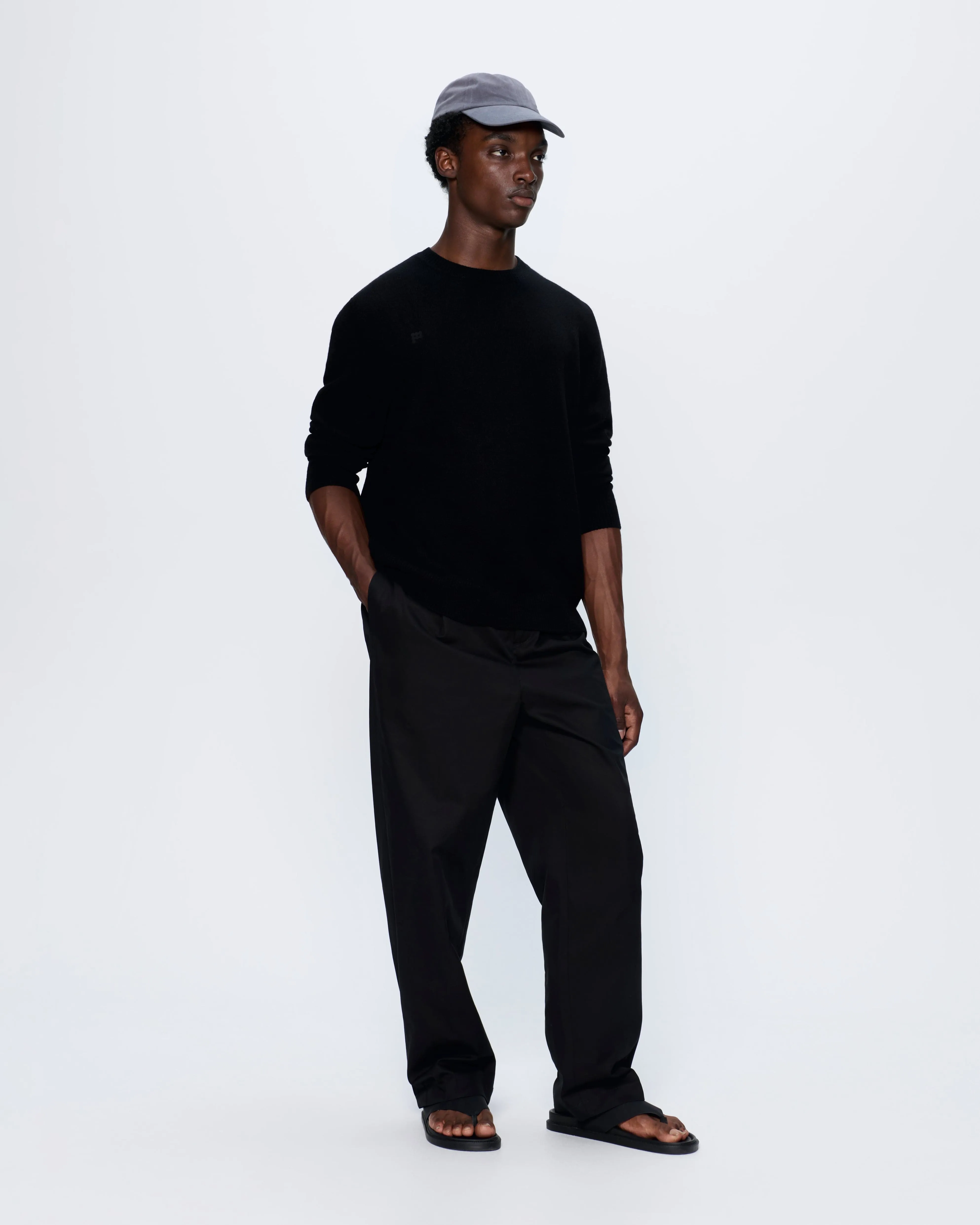 Mens Recycled Cashmere Crewneck Sweatshirt—black sold by Pangaia