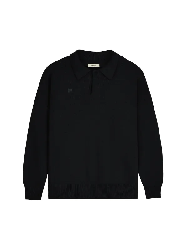 Mens Recycled Cashmere Polo Sweater—black sold by Pangaia
