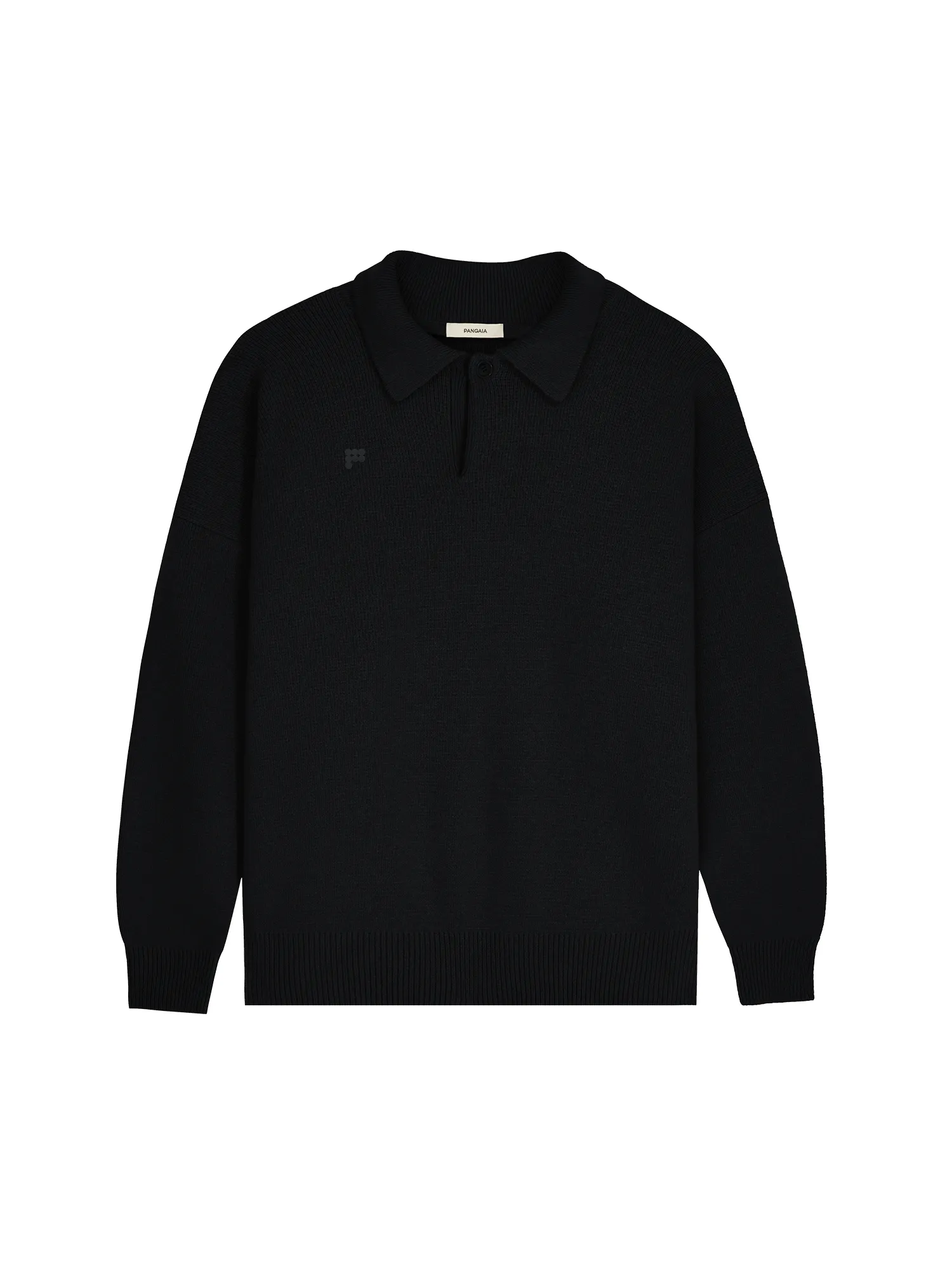 Archive Mens Recycled Cashmere Polo Sweater—black sold by Pangaia