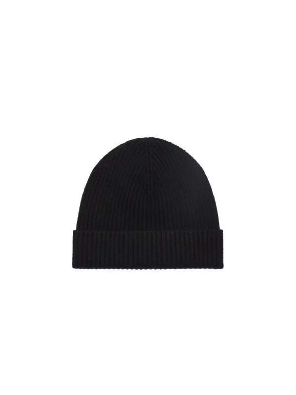 Cashmere Ribbed Beanie—black sold by Pangaia