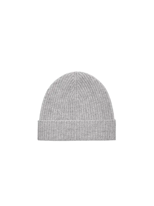 Cashmere Ribbed Beanie—grey marl sold by Pangaia
