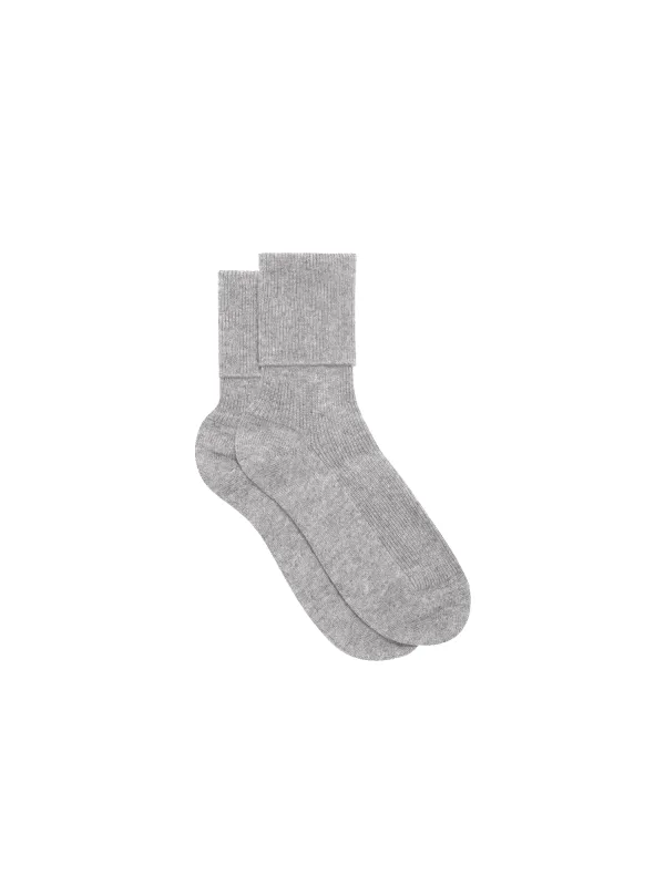 Cashmere Ribbed Ankle Socks—grey marl sold by Pangaia