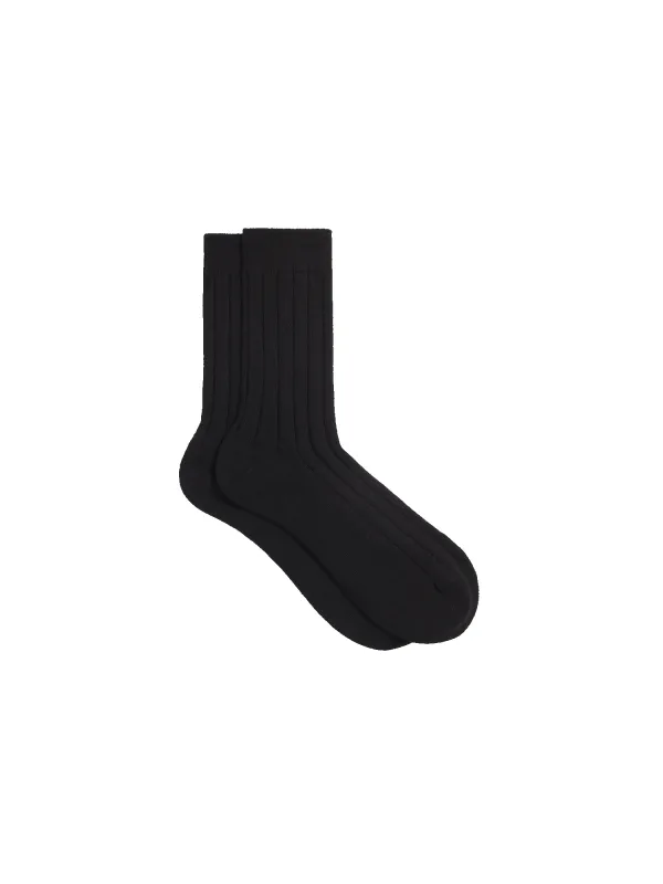 Cashmere Ribbed Socks—black sold by Pangaia