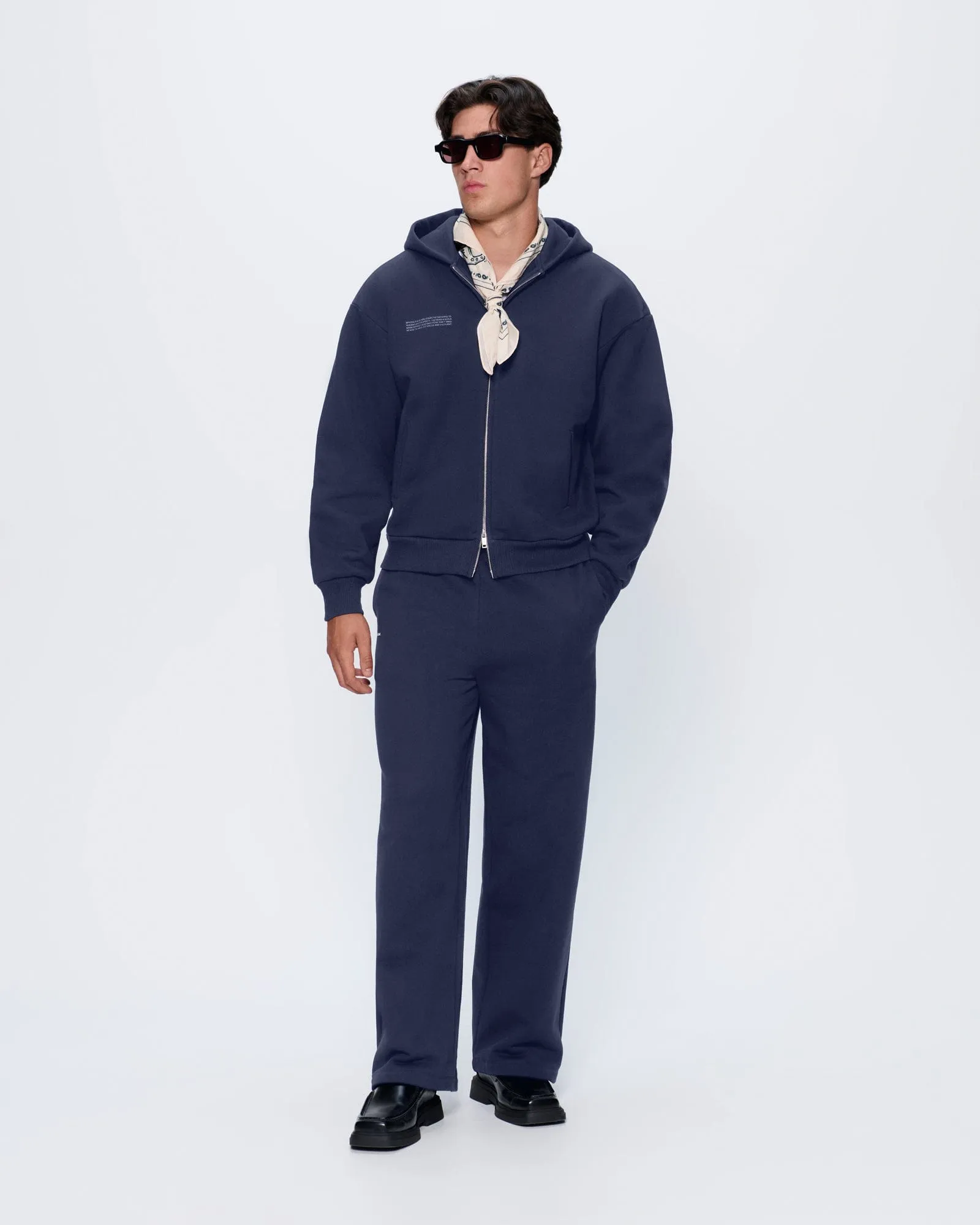 Mens 365 Heavyweight Two-Way Zip-Through Hoodie—Navy sold by Pangaia product image thumbnail 3
