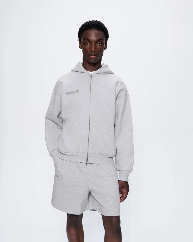 Mens 365 Heavyweight Two-Way Zip-Through Hoodie—Grey Marl sold by Pangaia