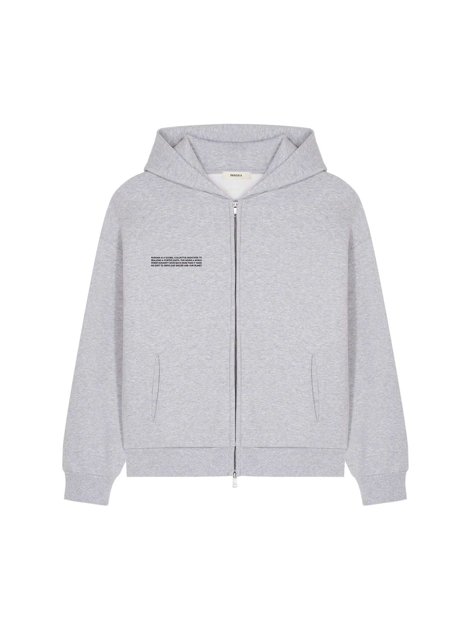 Mens 365 Heavyweight Two-Way Zip-Through Hoodie—Grey Marl sold by Pangaia product image thumbnail 2