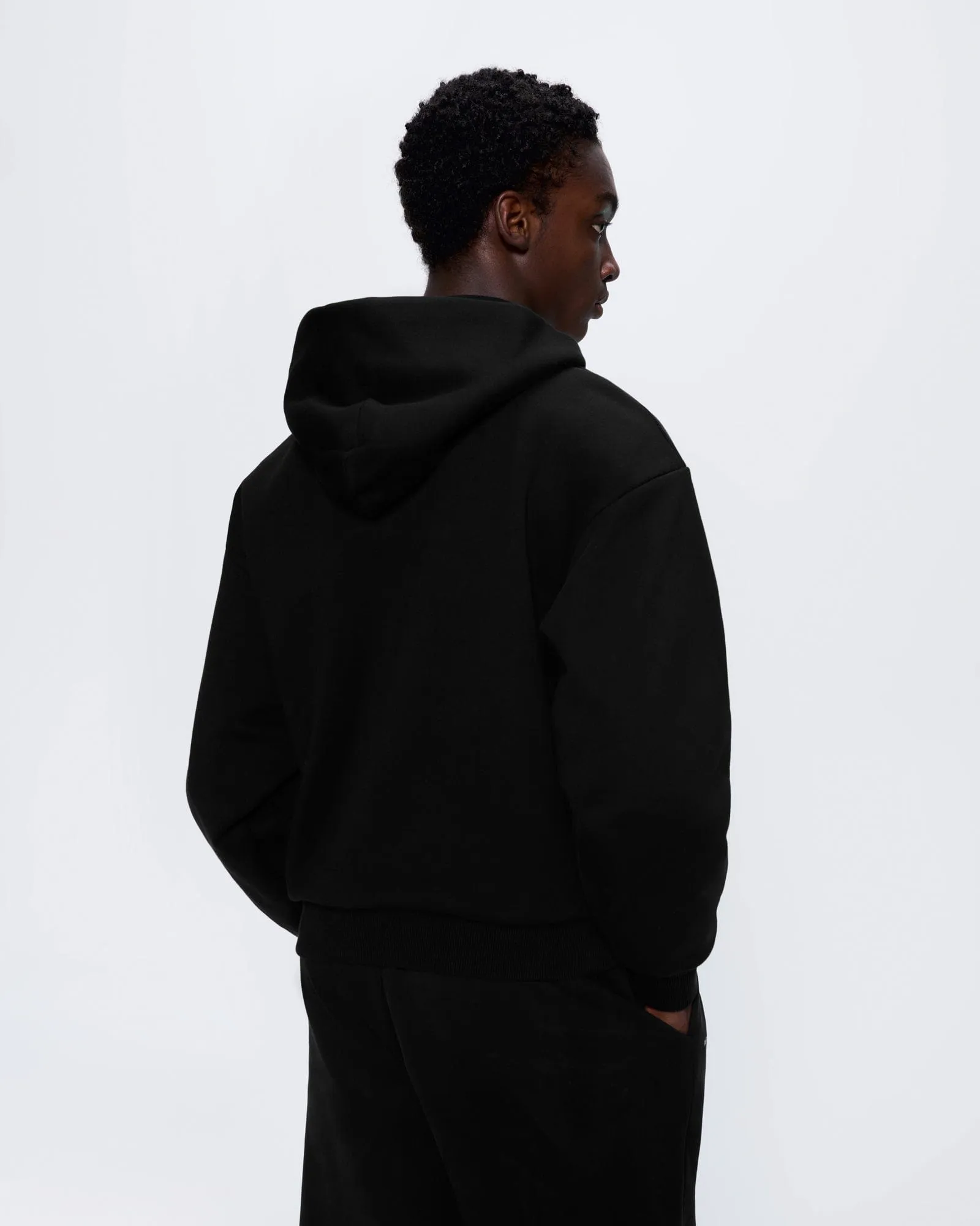 Mens 365 Heavyweight Two-Way Zip-Through Hoodie—Black sold by Pangaia product image thumbnail 5