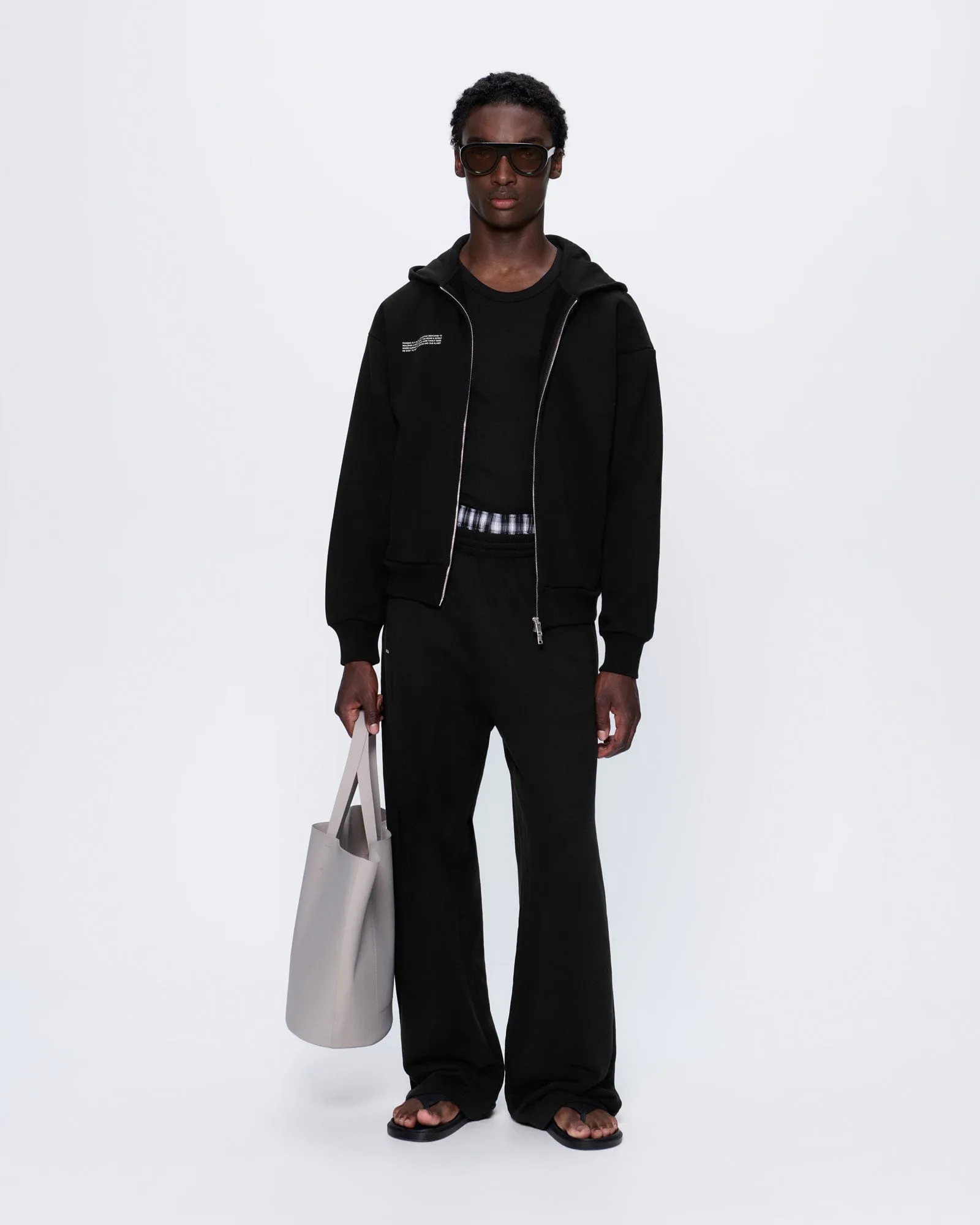 Mens 365 Heavyweight Two-Way Zip-Through Hoodie—Black sold by Pangaia product image thumbnail 3