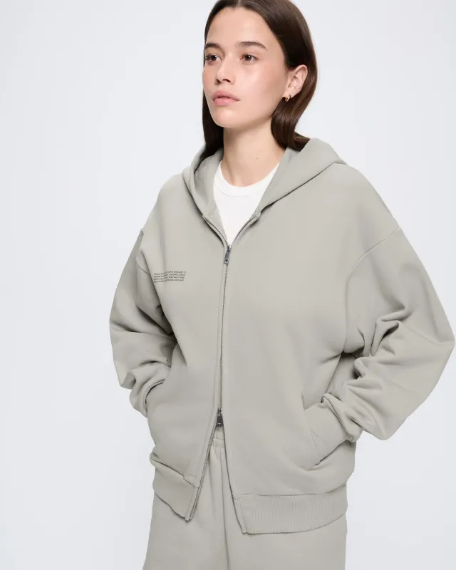Womens 365 Heavyweight Two-Way Zip-Through Hoodie—Stone sold by Pangaia