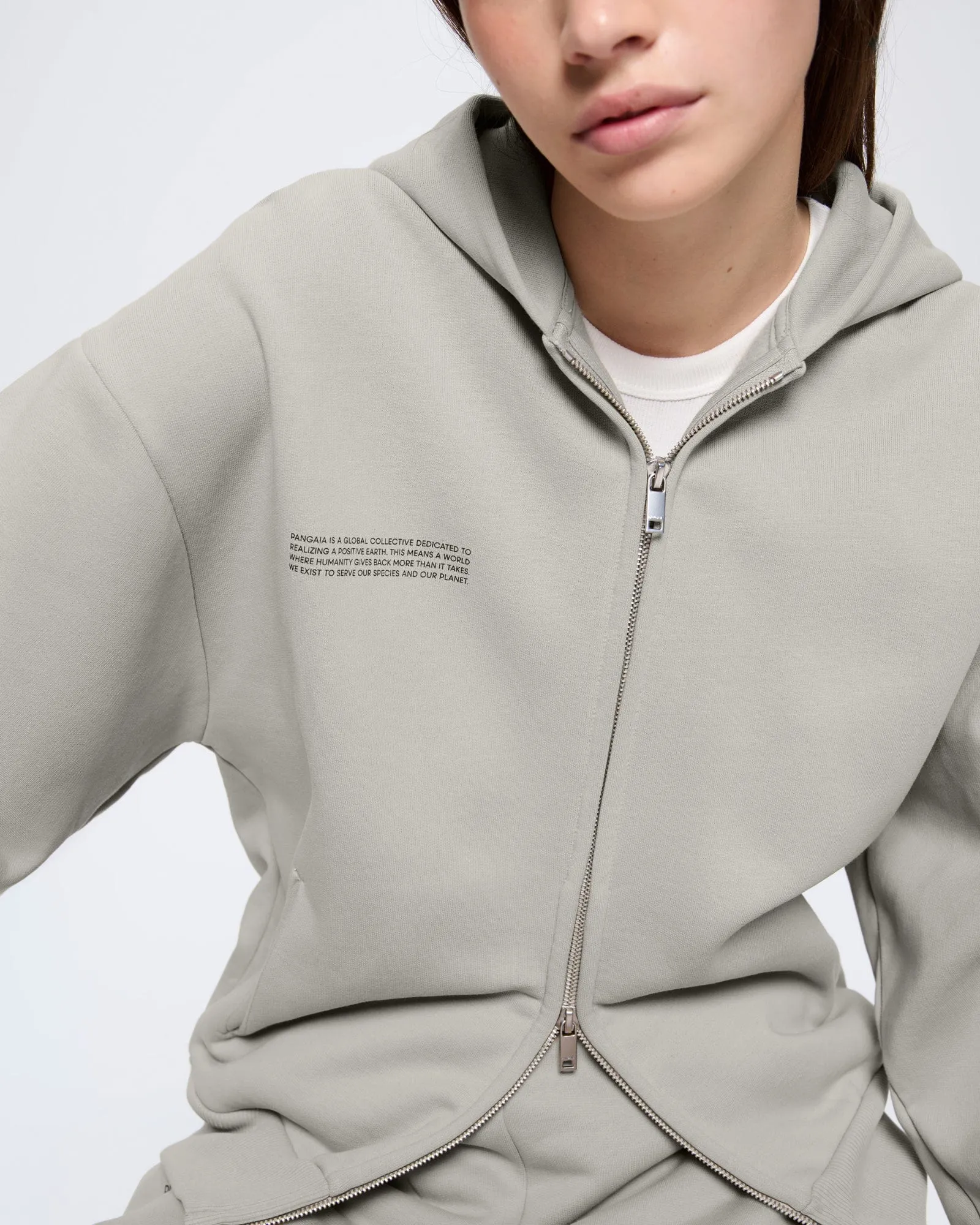 Womens 365 Heavyweight Two-Way Zip-Through Hoodie—Stone sold by Pangaia product image thumbnail 4