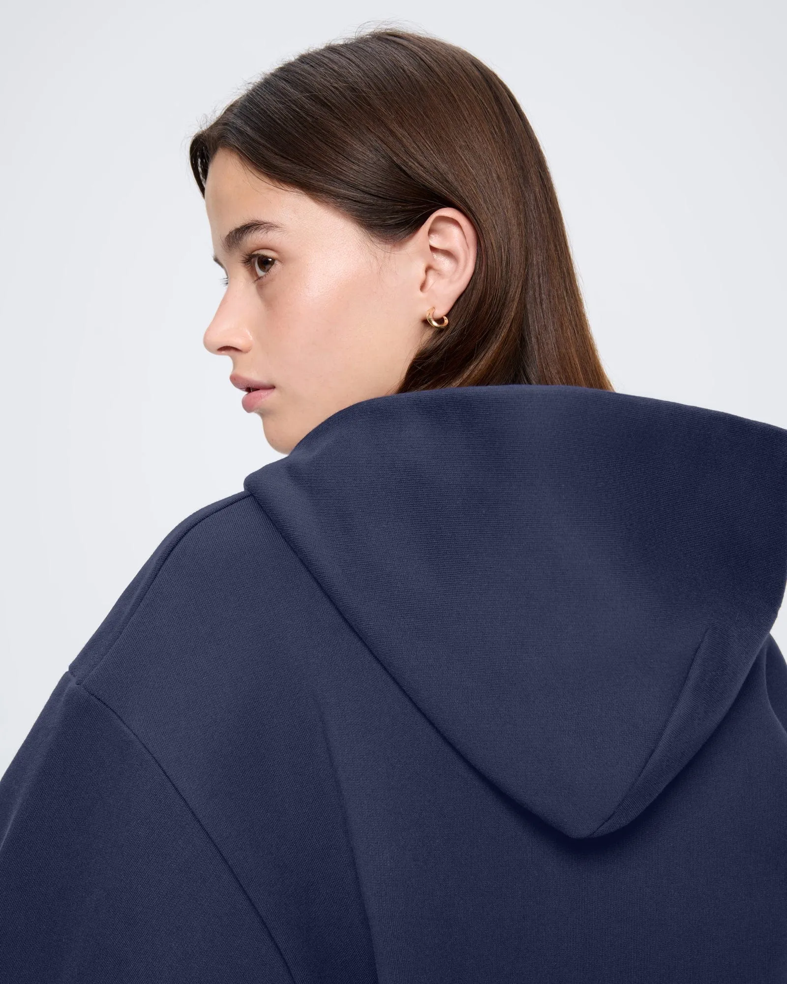 Womens 365 Heavyweight Two-Way Zip-Through Hoodie—Navy sold by Pangaia product image thumbnail 4