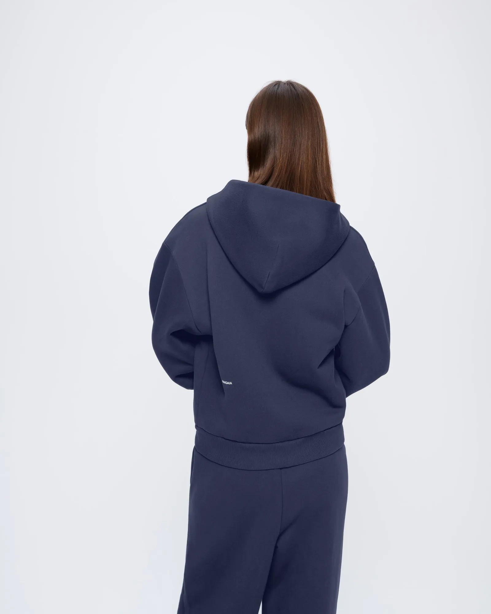 Womens 365 Heavyweight Two-Way Zip-Through Hoodie—Navy sold by Pangaia product image thumbnail 5