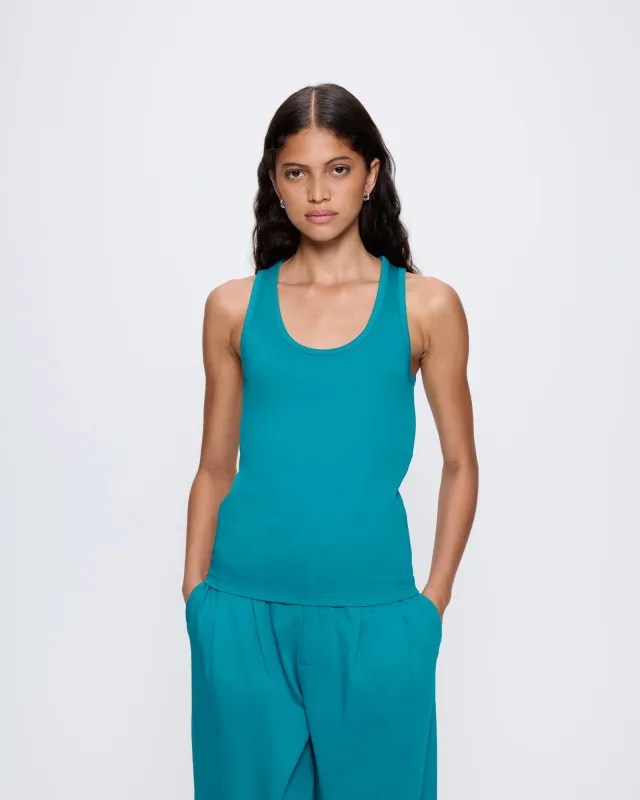 Womens Interlock Tank Top—Malachite Green sold by Pangaia