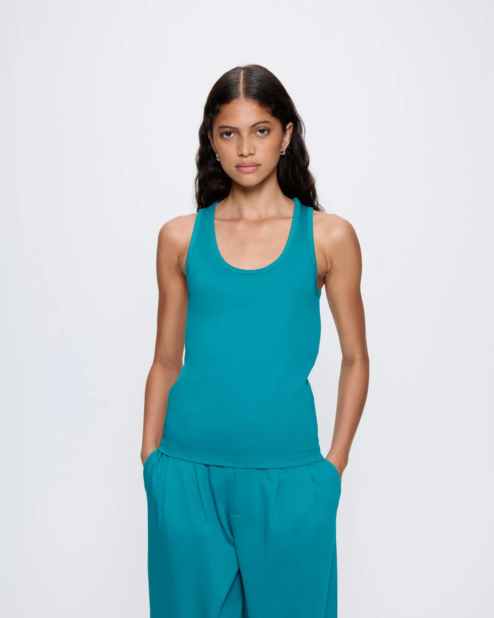 Womens Interlock Tank Top—Malachite Green sold by Pangaia