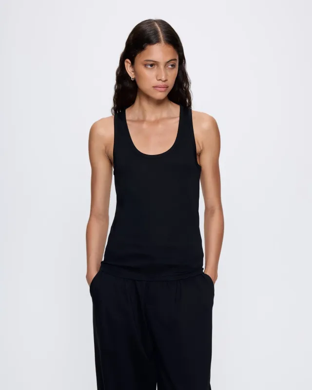 Womens Interlock Tank Top—Black sold by Pangaia