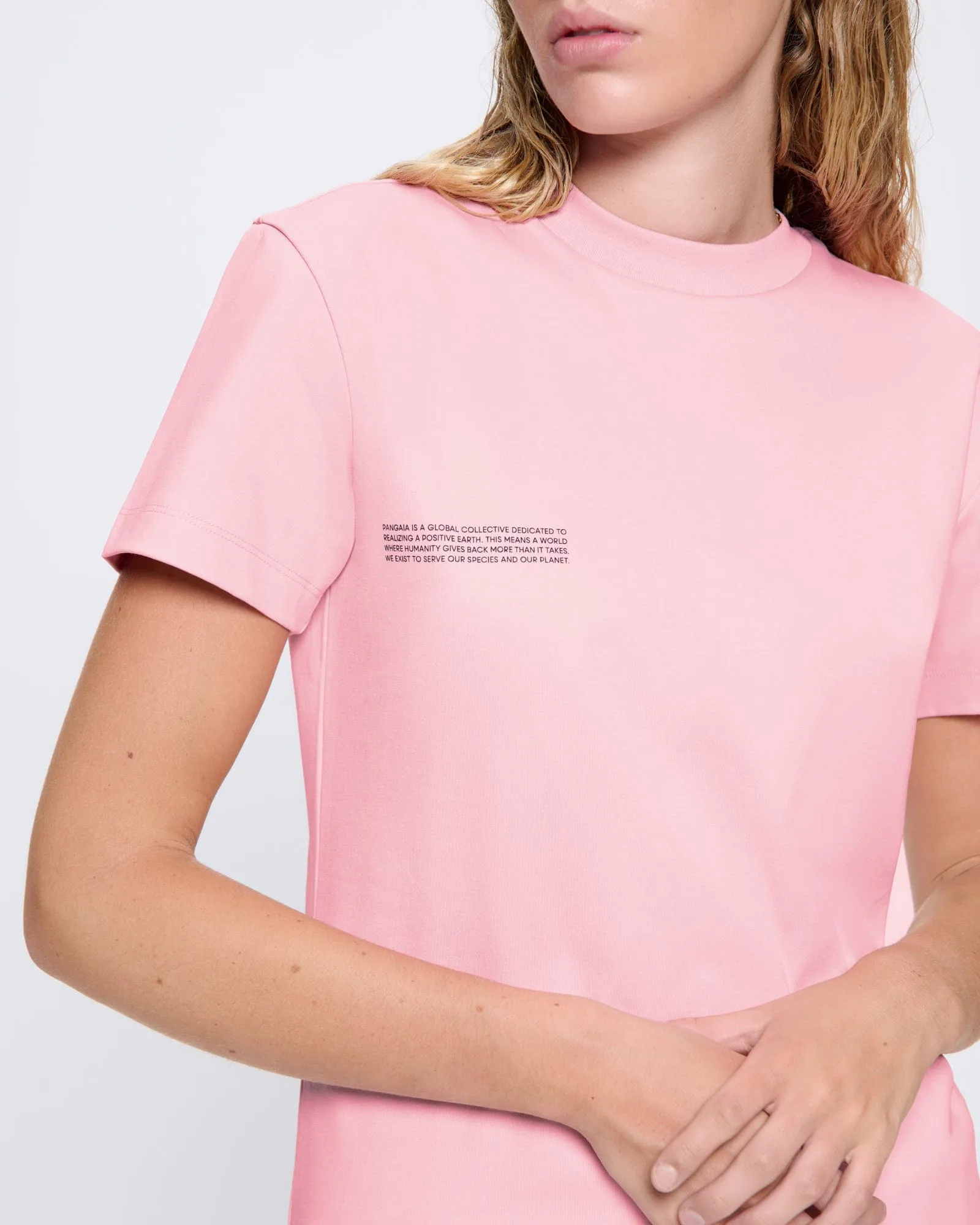 Womens Interlock Text Block T-Shirt—Sakura Pink sold by Pangaia product image thumbnail 4