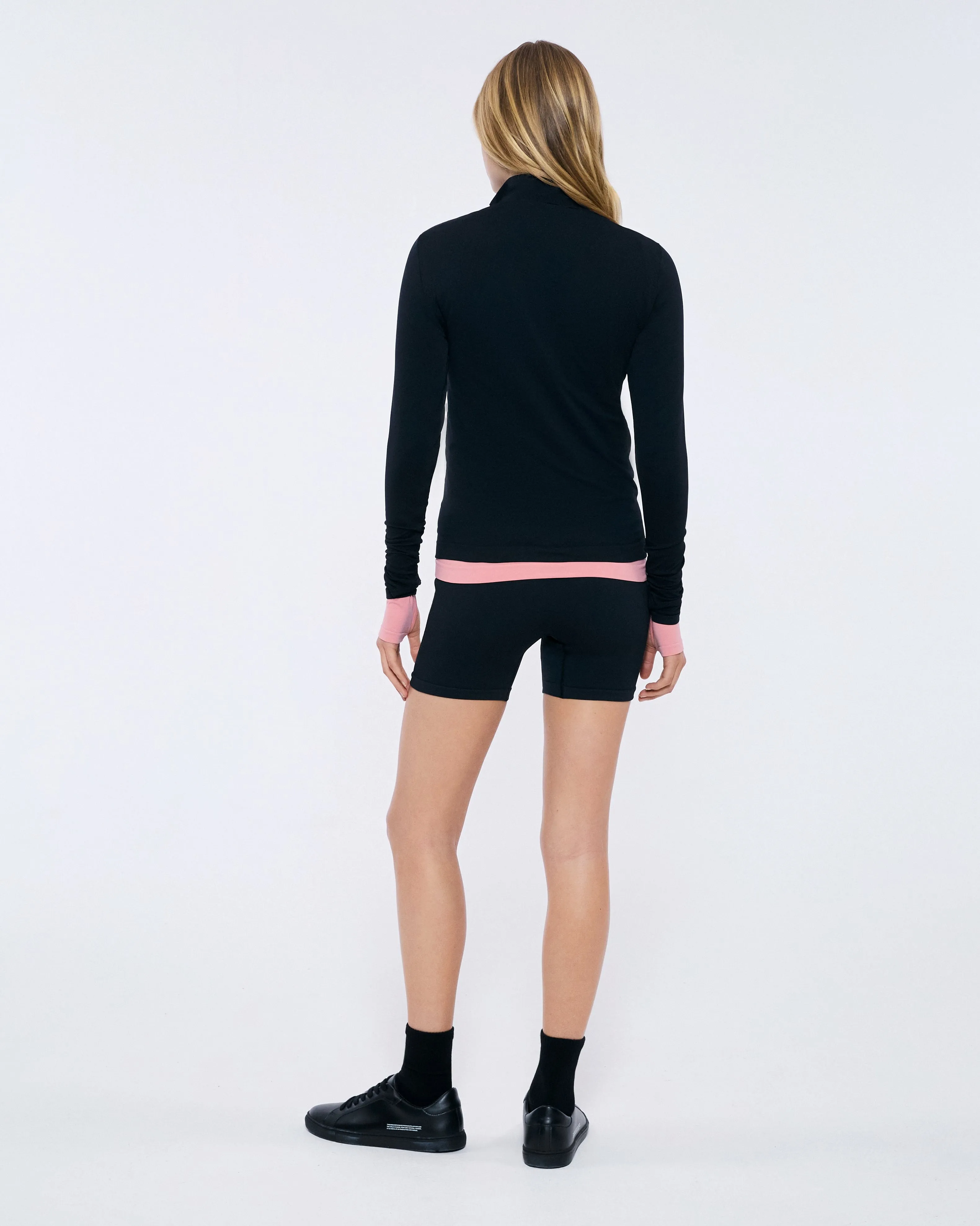 Womens 99% Bio-Based Zipped Long Sleeve Top—Black sold by Pangaia product image thumbnail 3