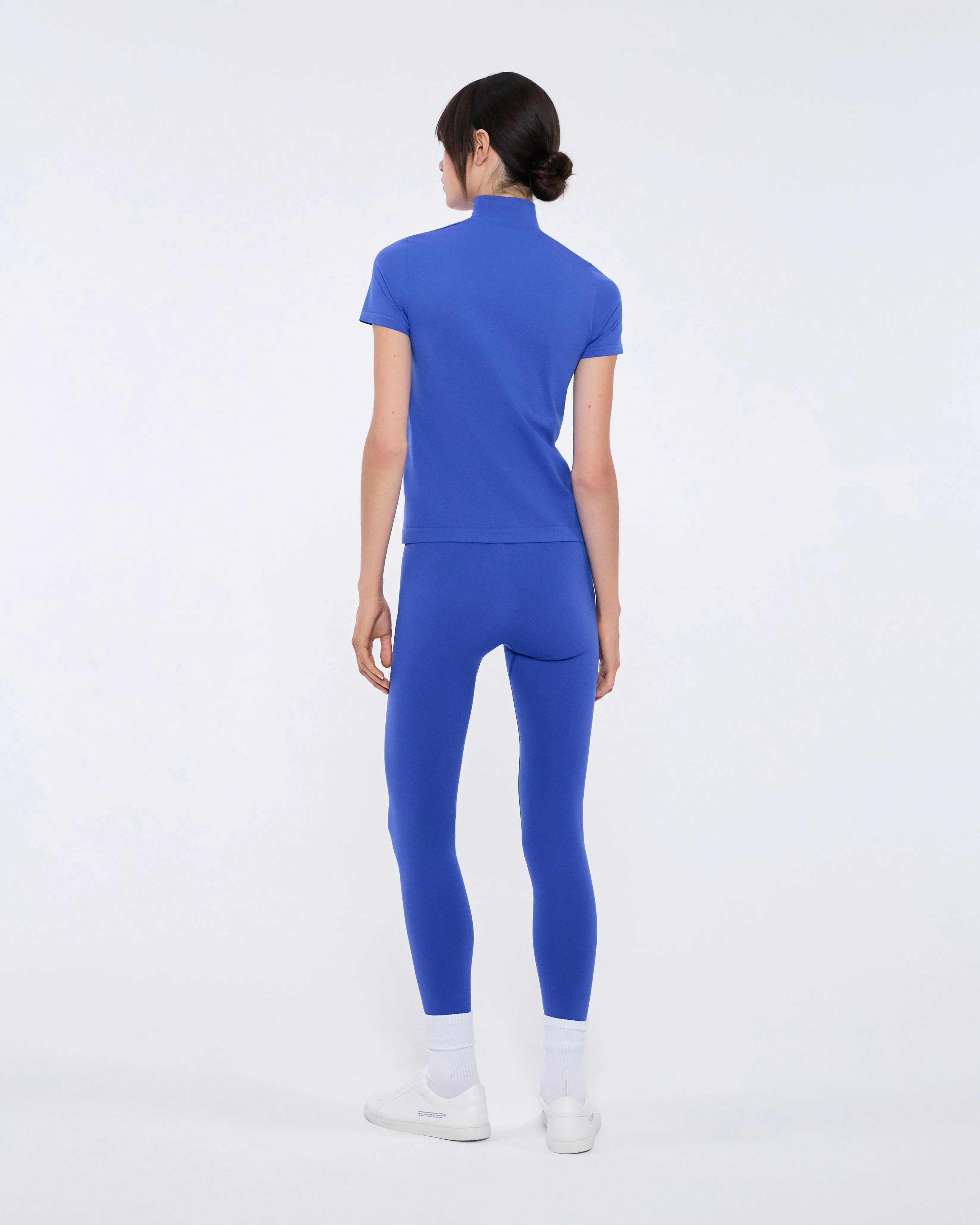 Womens 99% Bio-Based Zipped Short Sleeve Top—Gaia Blue sold by Pangaia product image thumbnail 3