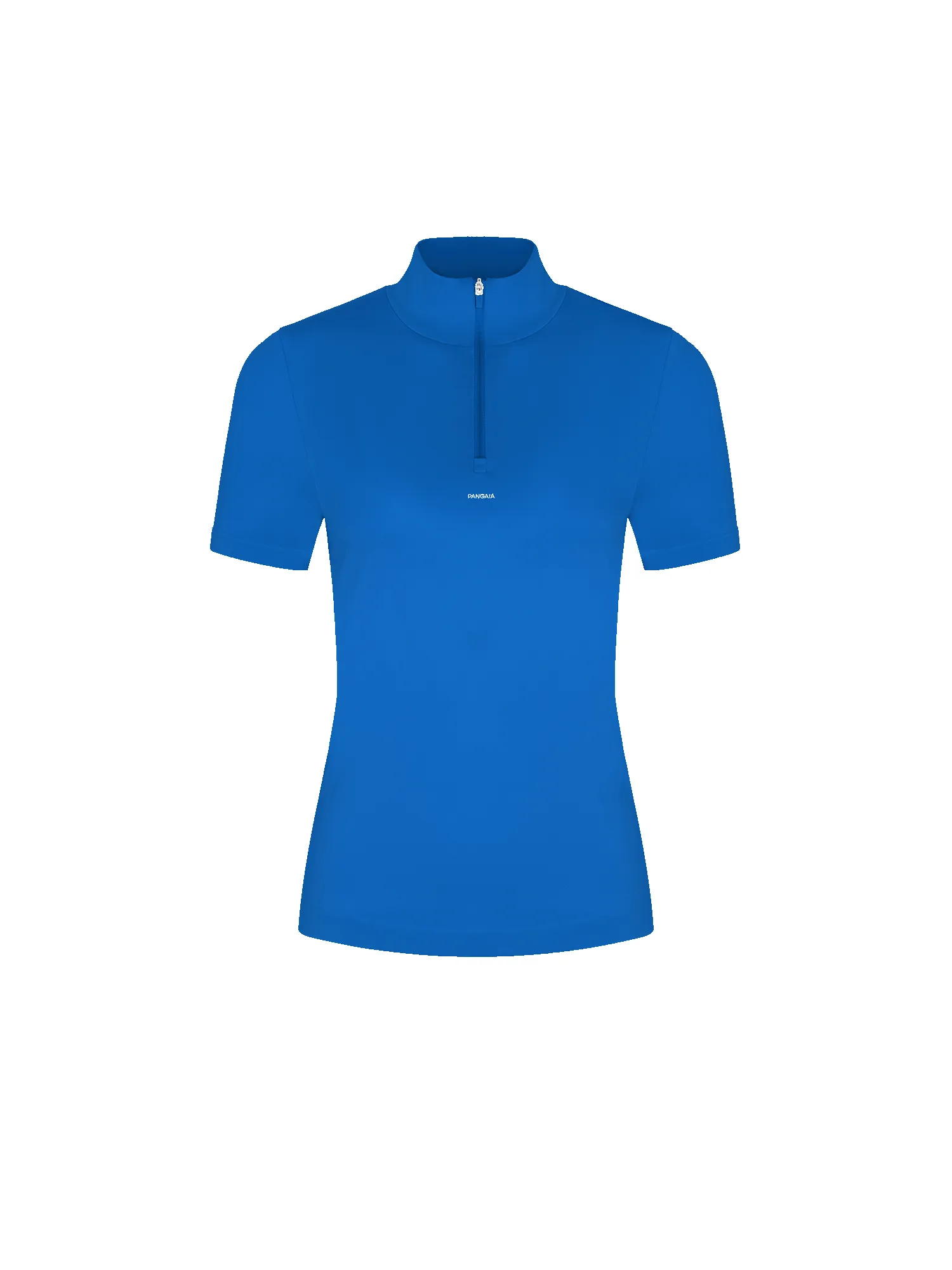 Womens 99% Bio-Based Zipped Short Sleeve Top—Gaia Blue sold by Pangaia product image thumbnail 2