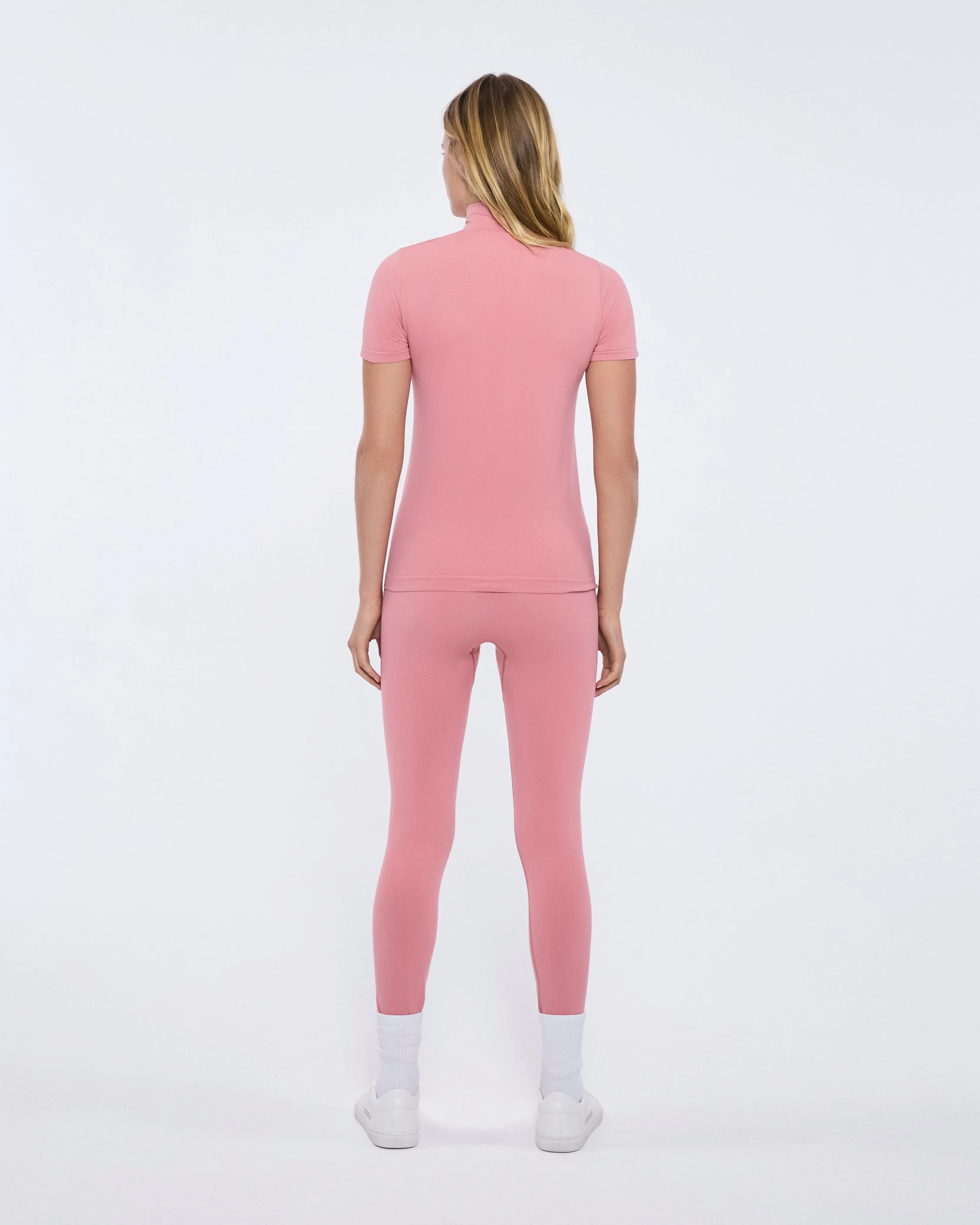 Womens 99% Bio-Based Zipped Short Sleeve Top—Dewy Rose sold by Pangaia product image thumbnail 5