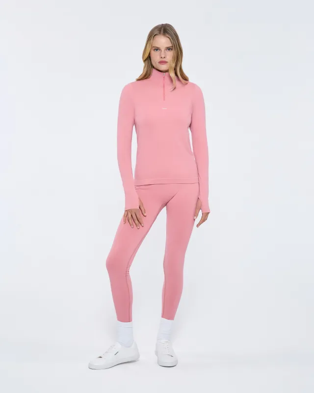 Womens 99% Bio-Based Zipped Long Sleeve Top—Dewy Rose sold by Pangaia