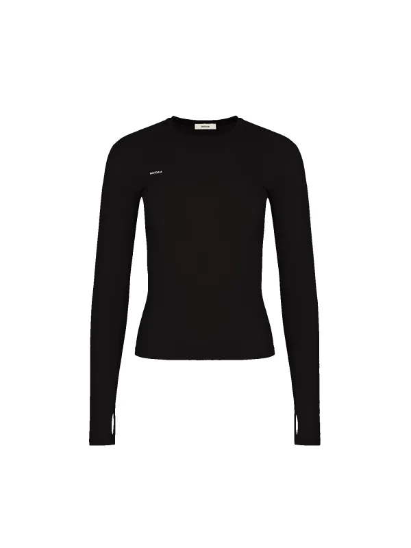 Archive Womens 365 Cotton-Stretch Long-Sleeved Top—Black made by Pangaia