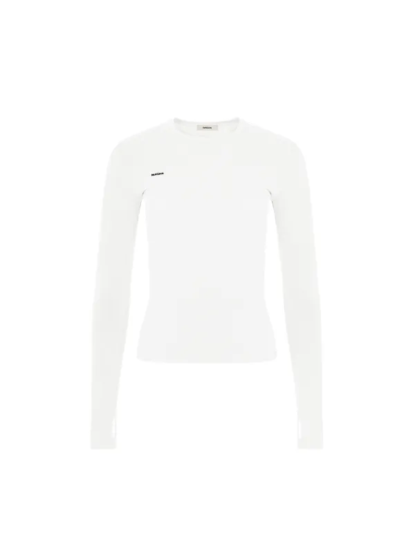 Archive Womens 365 Cotton-Stretch Long-Sleeved Top—Off-White made by Pangaia