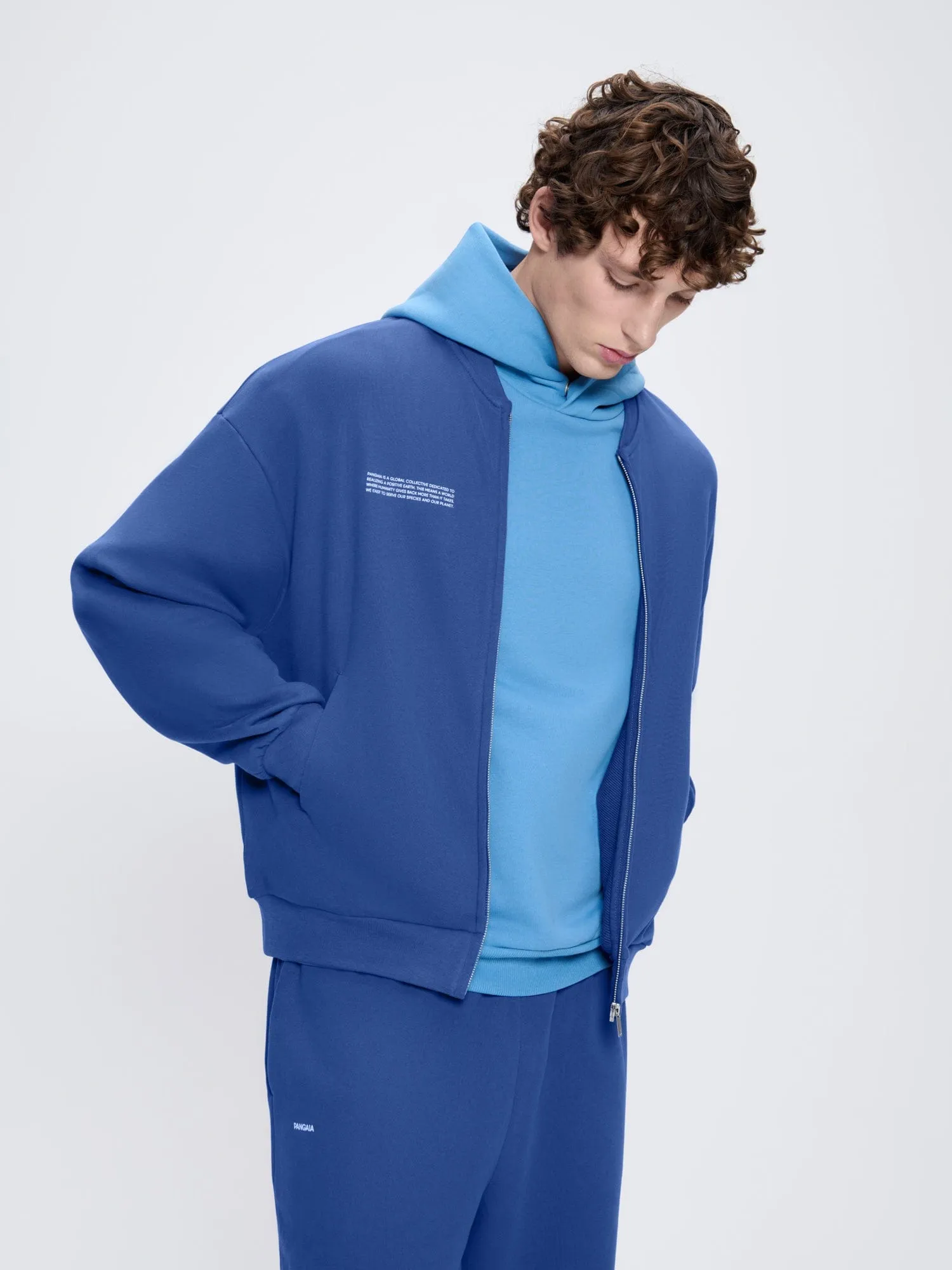 Mens 365 Midweight Bomber Jacket—Gaia Blue sold by Pangaia product image thumbnail 3