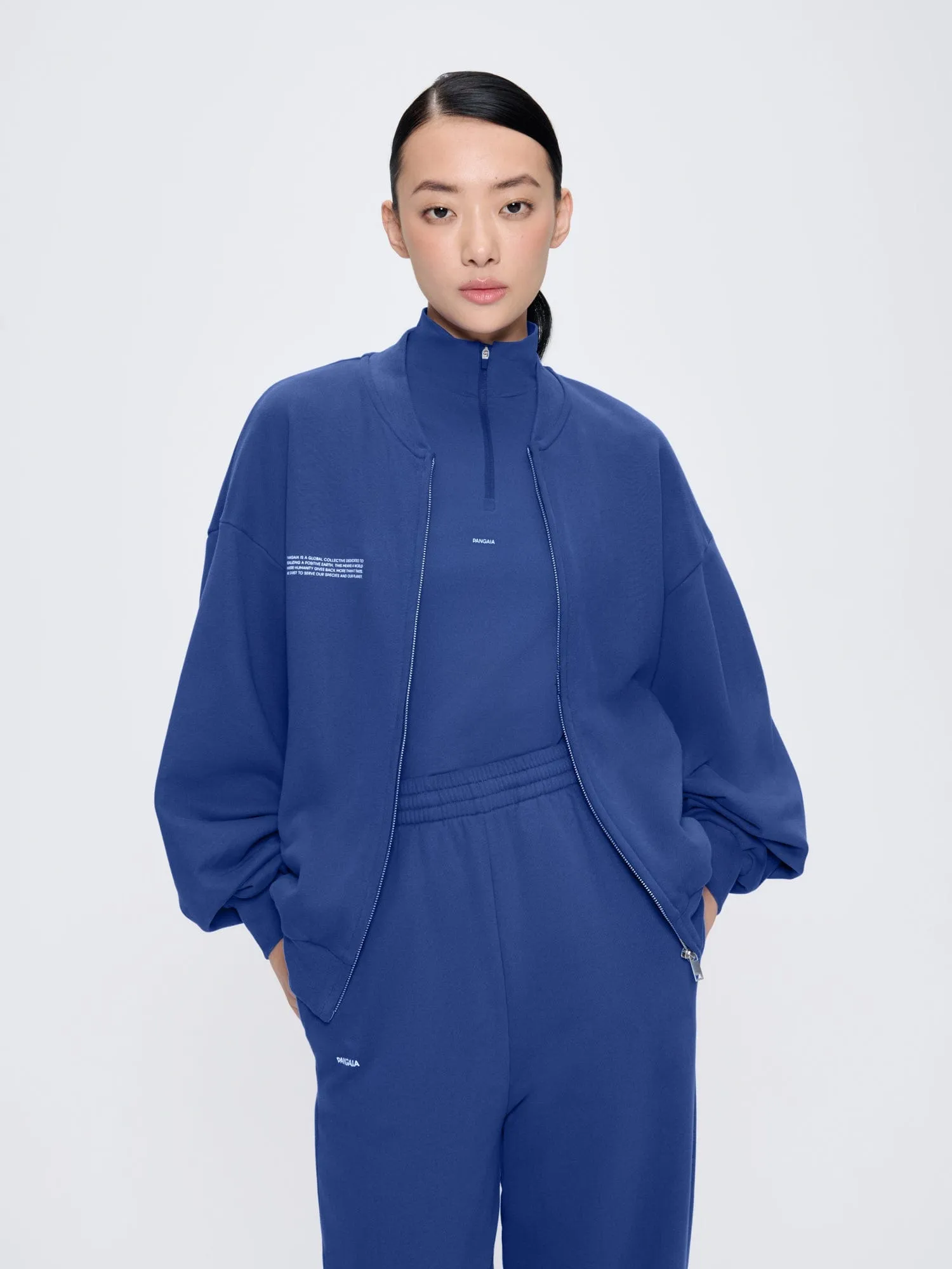 Womens 365 Midweight Bomber Jacket—Gaia Blue sold by Pangaia