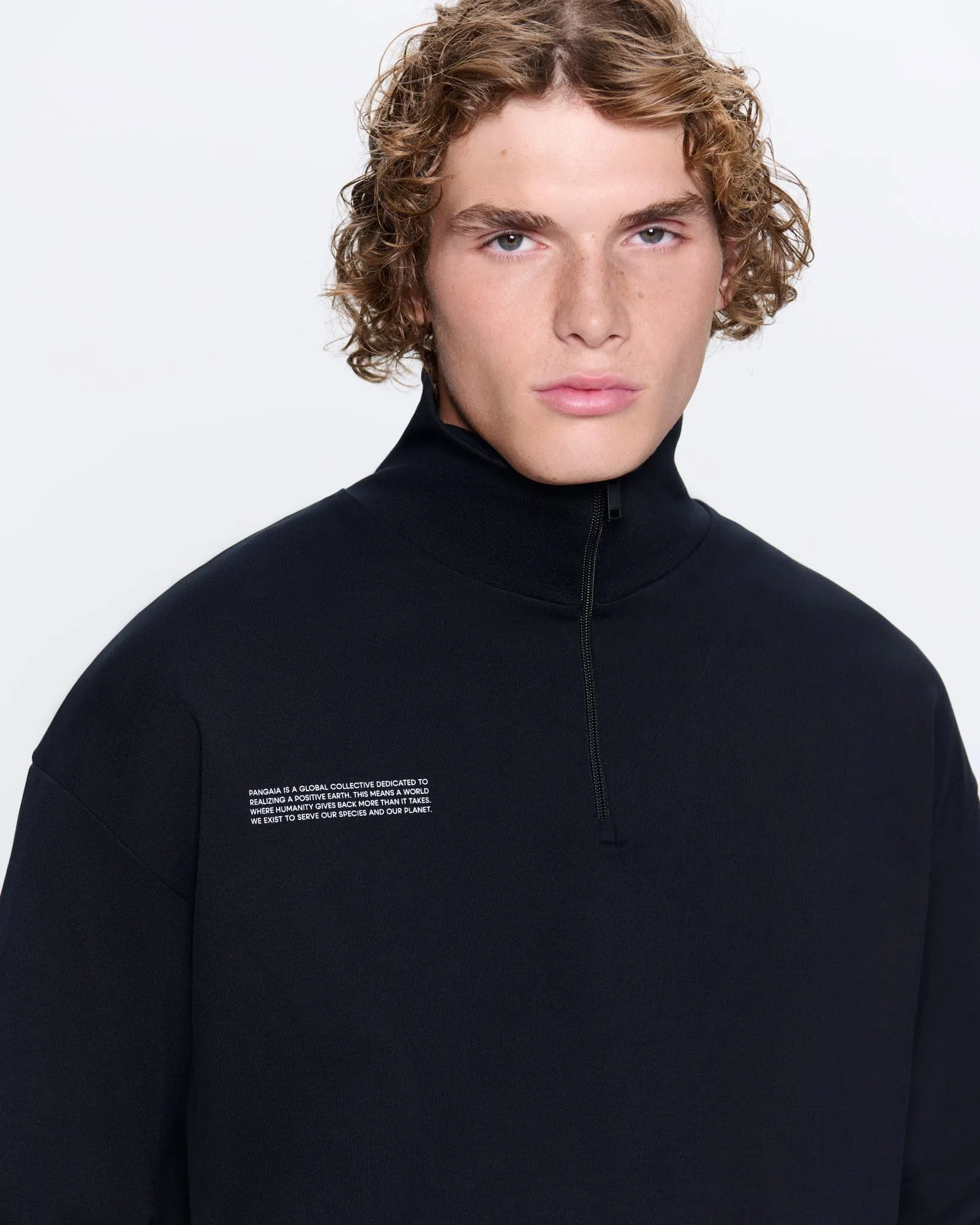 Mens DNA Double Jersey Half Zip Sweatshirt—black sold by Pangaia product image thumbnail 4