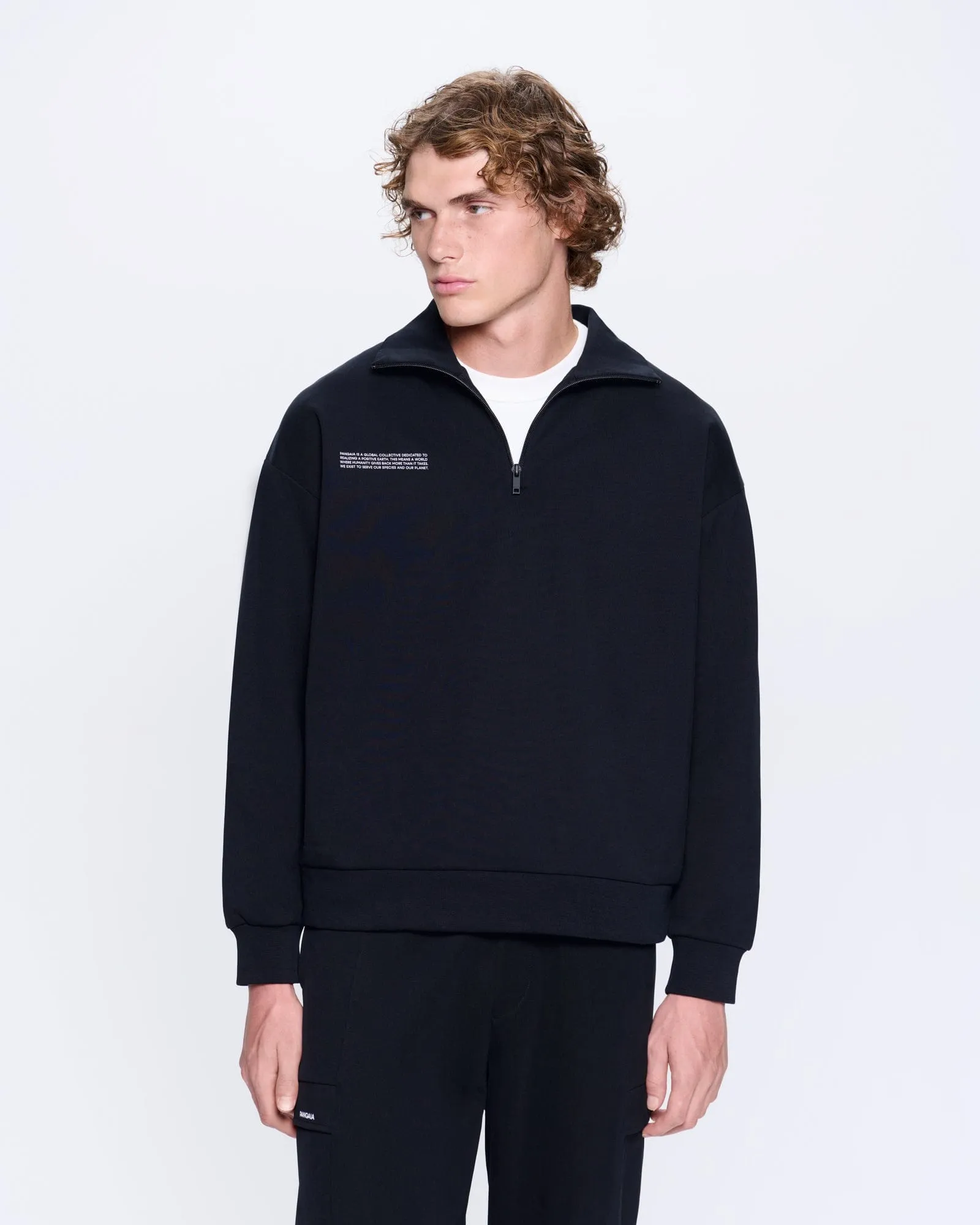 Mens DNA Double Jersey Half Zip Sweatshirt—black sold by Pangaia product image thumbnail 3