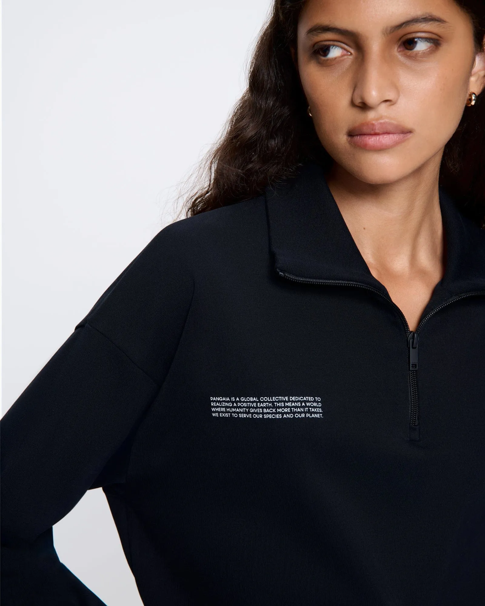 Womens DNA Double Jersey Half Zip Sweatshirt—black sold by Pangaia product image thumbnail 4