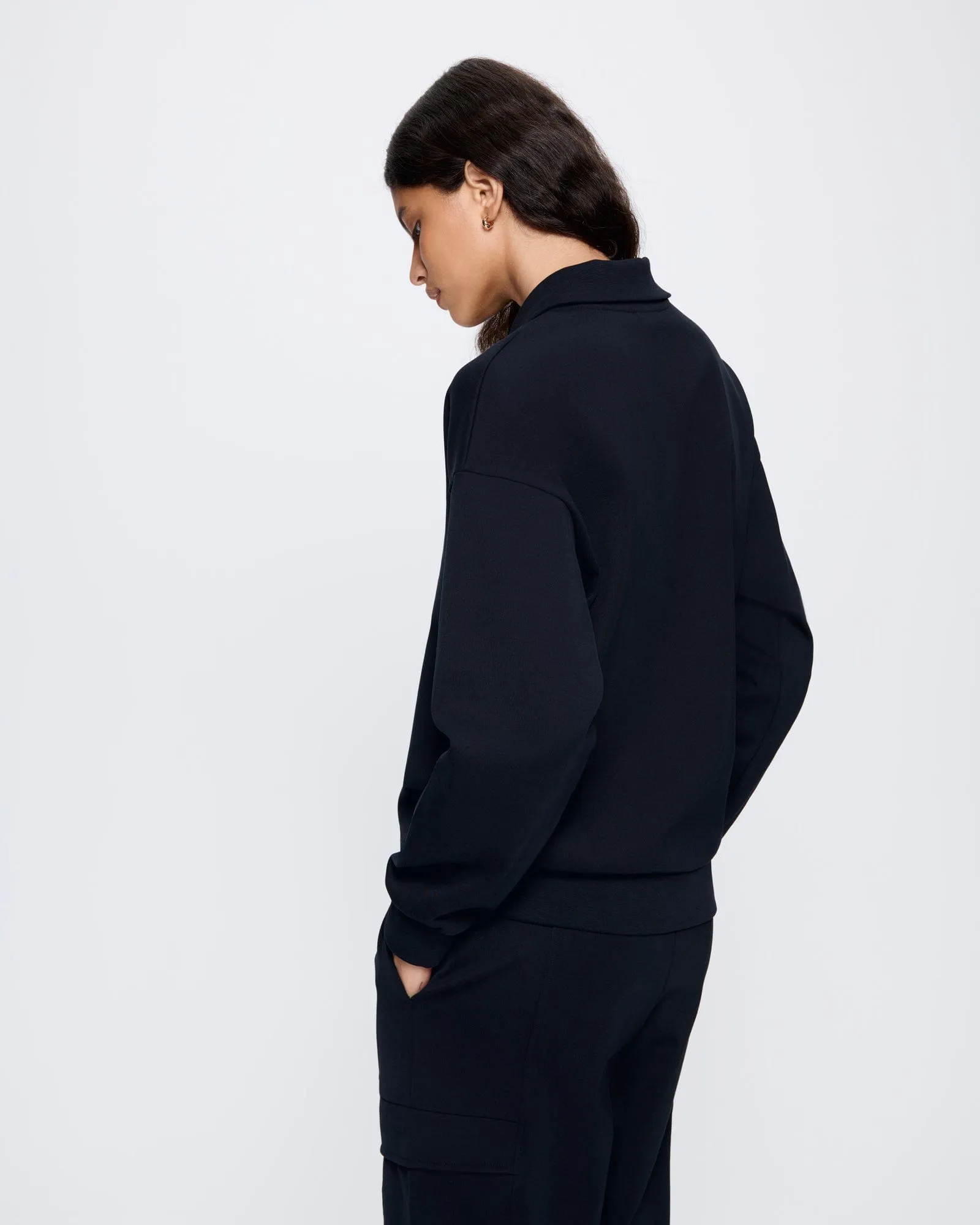 Womens DNA Double Jersey Half Zip Sweatshirt—black sold by Pangaia product image thumbnail 5