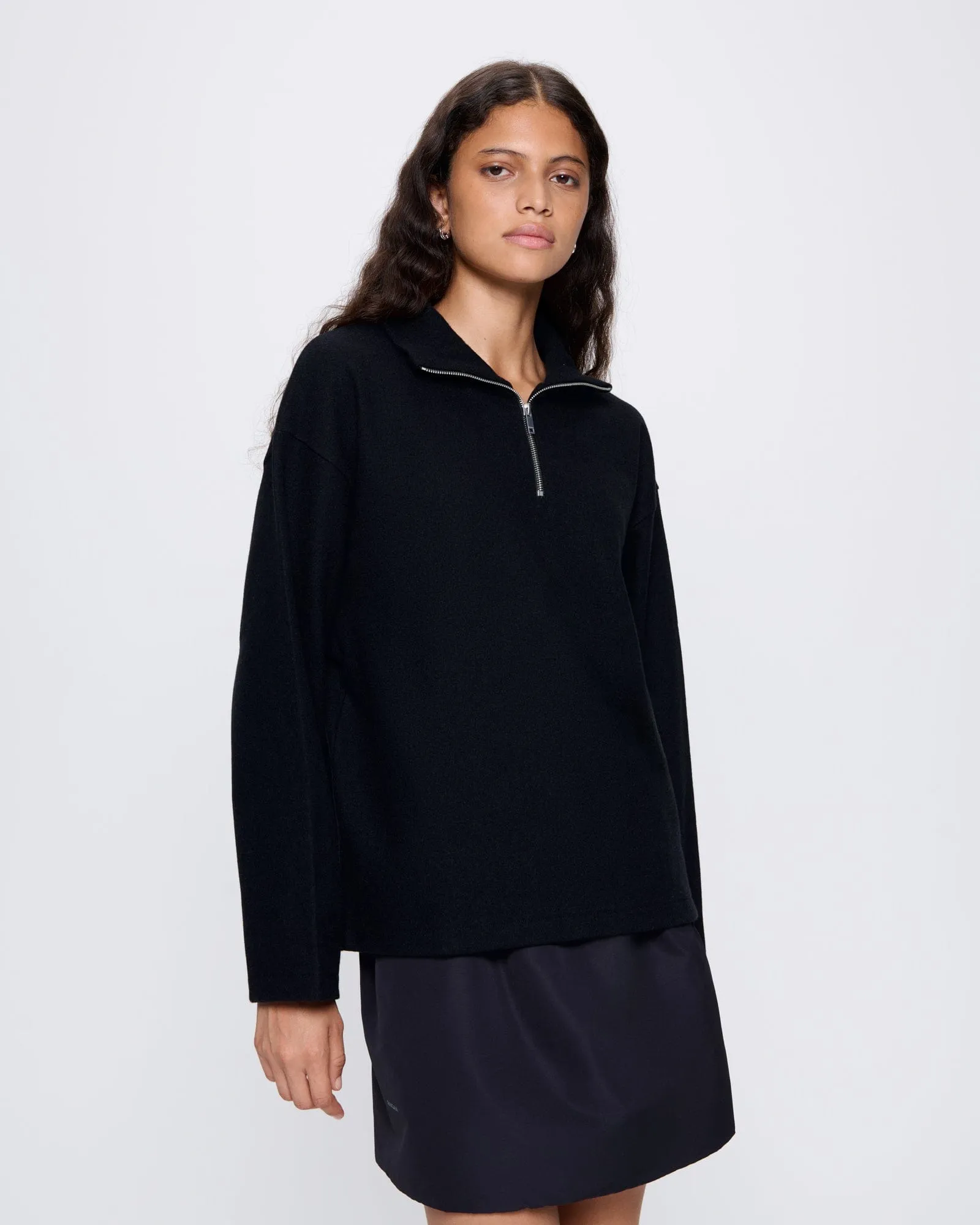 Archive Womens Recycled Wool Jersey Half-Zip Sweater—black sold by Pangaia product image thumbnail 3