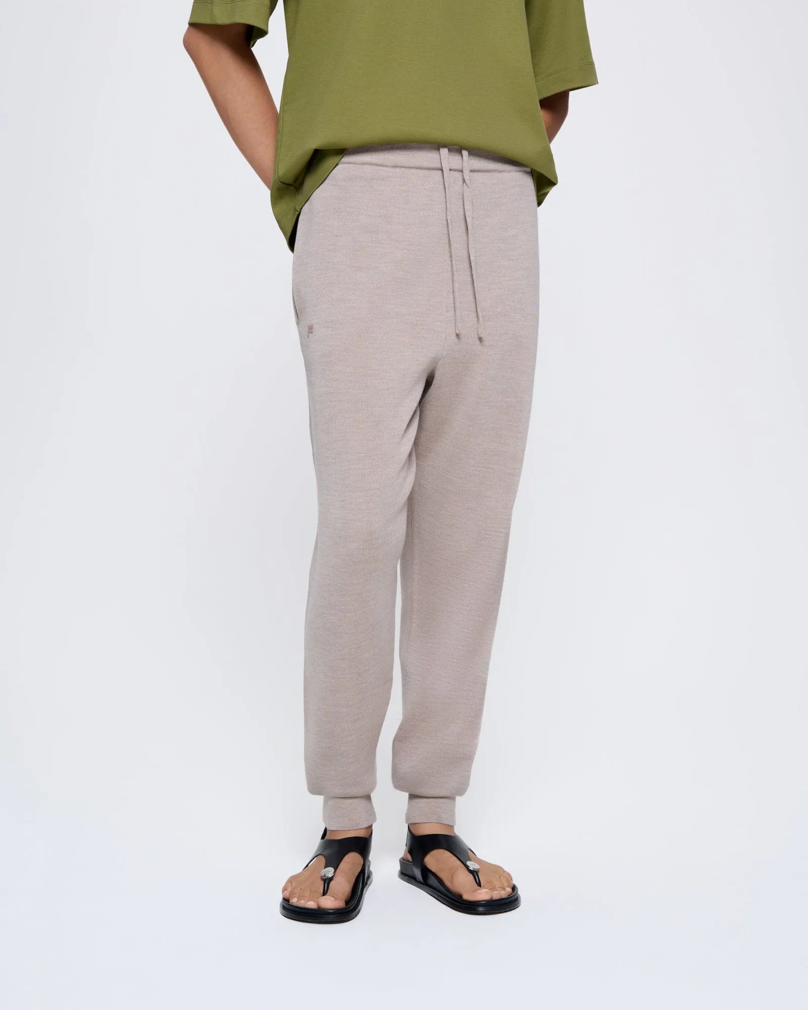 Womens Regenerative Merino Wool Track Pants—stone marl sold by Pangaia product image thumbnail 3