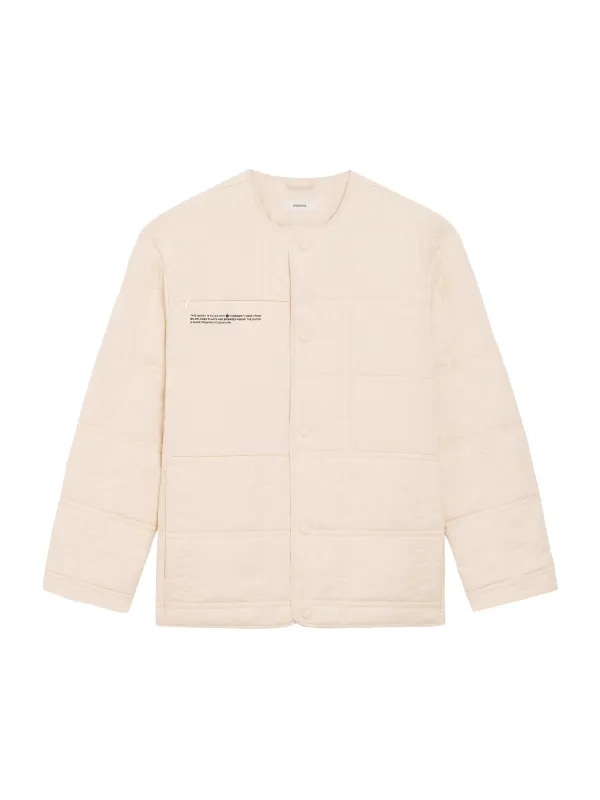 Womens Flower-Warmth Quilted Collarless Jacket—sand sold by Pangaia