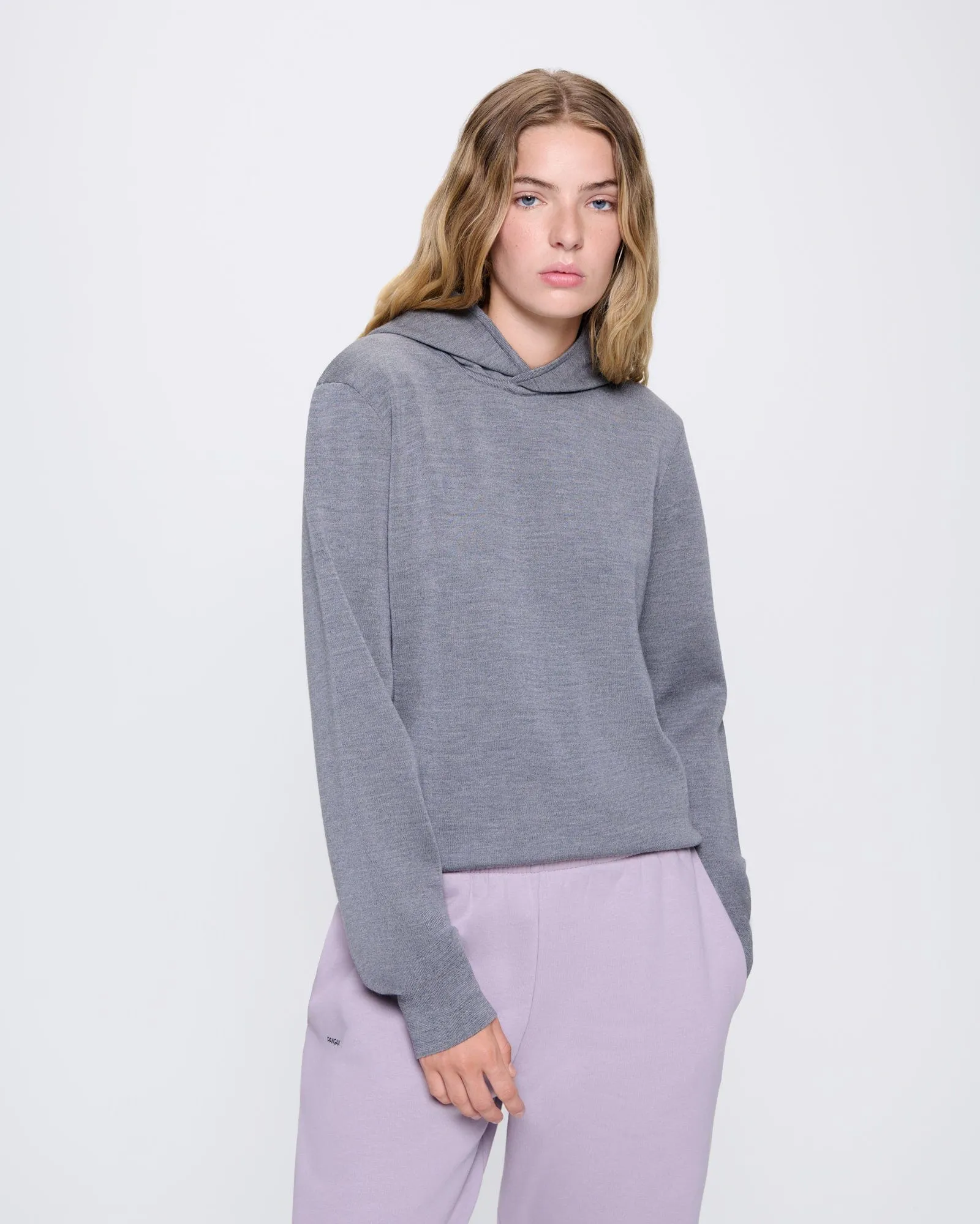 Archive Womens Regenerative Merino Wool Hoodie—grey marl sold by Pangaia