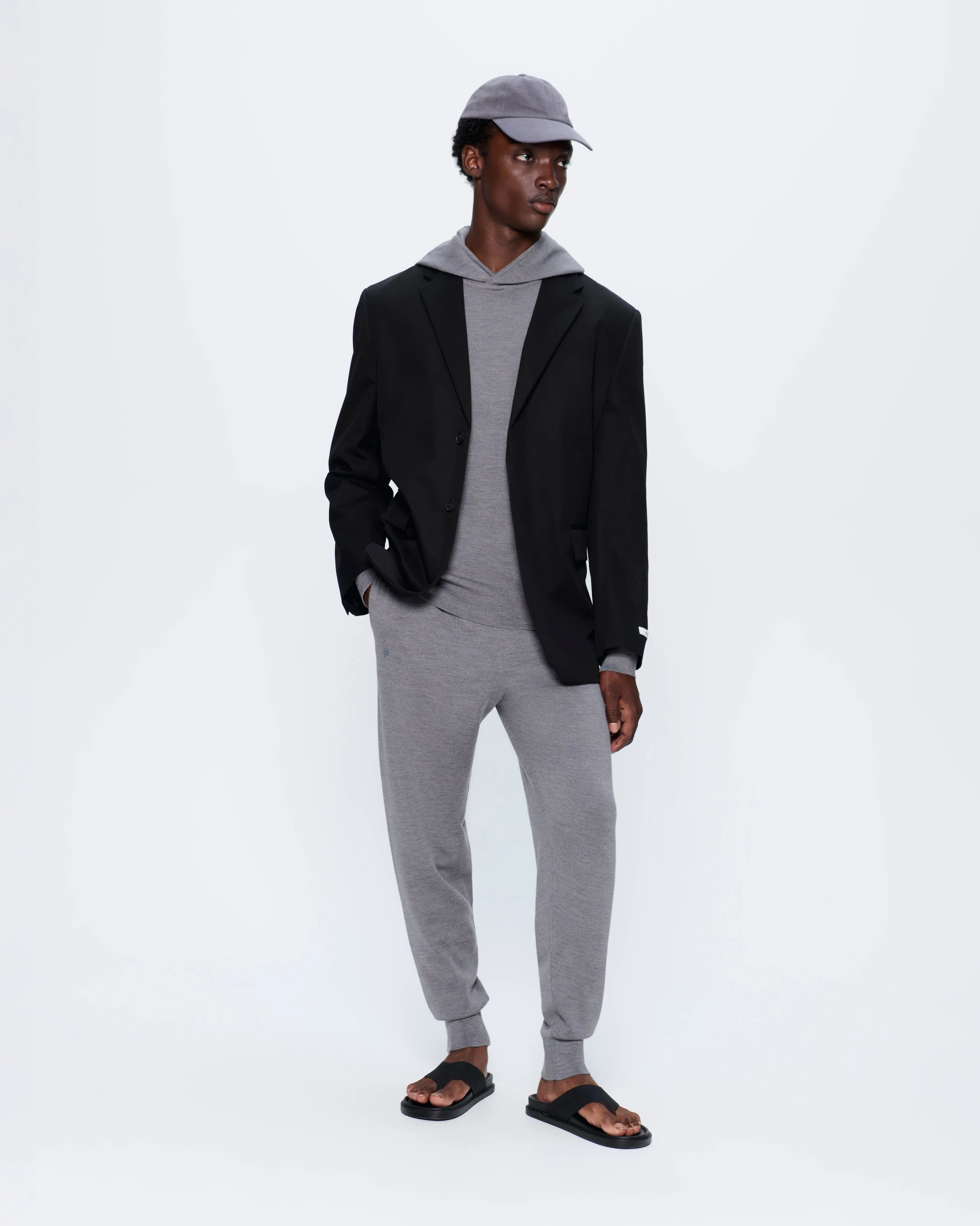 Mens Regenerative Merino Wool Track Pants—grey marl sold by Pangaia