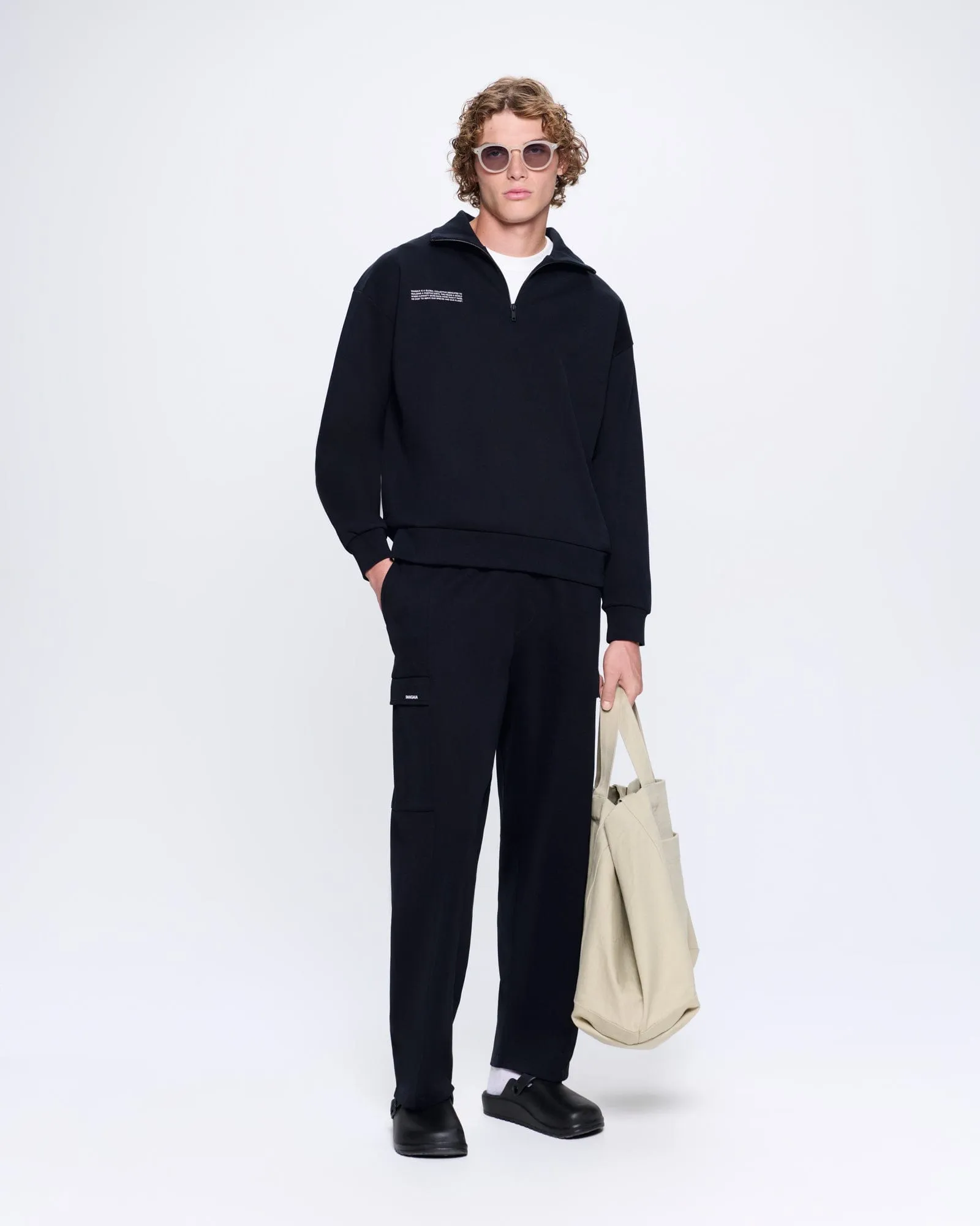 Mens DNA Double Jersey Cargo Trousers—black sold by Pangaia
