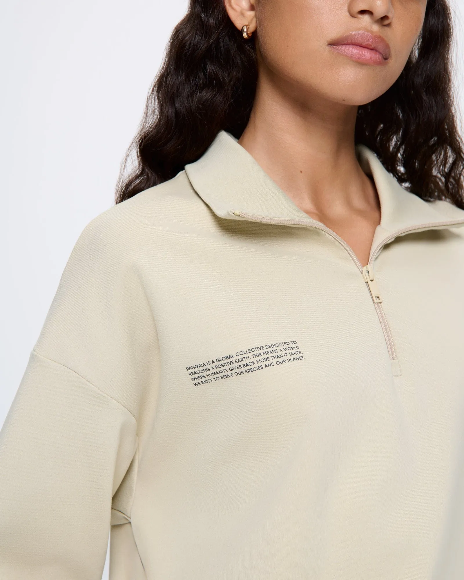 Archive Womens DNA Double Jersey Half Zip Sweatshirt—maitake beige sold by Pangaia product image thumbnail 4