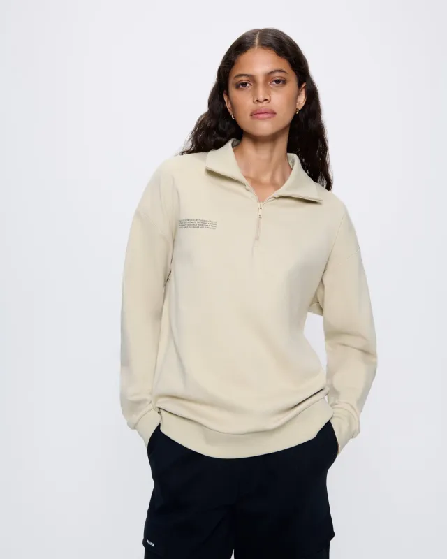 Womens DNA Double Jersey Half Zip Sweatshirt—maitake beige sold by Pangaia