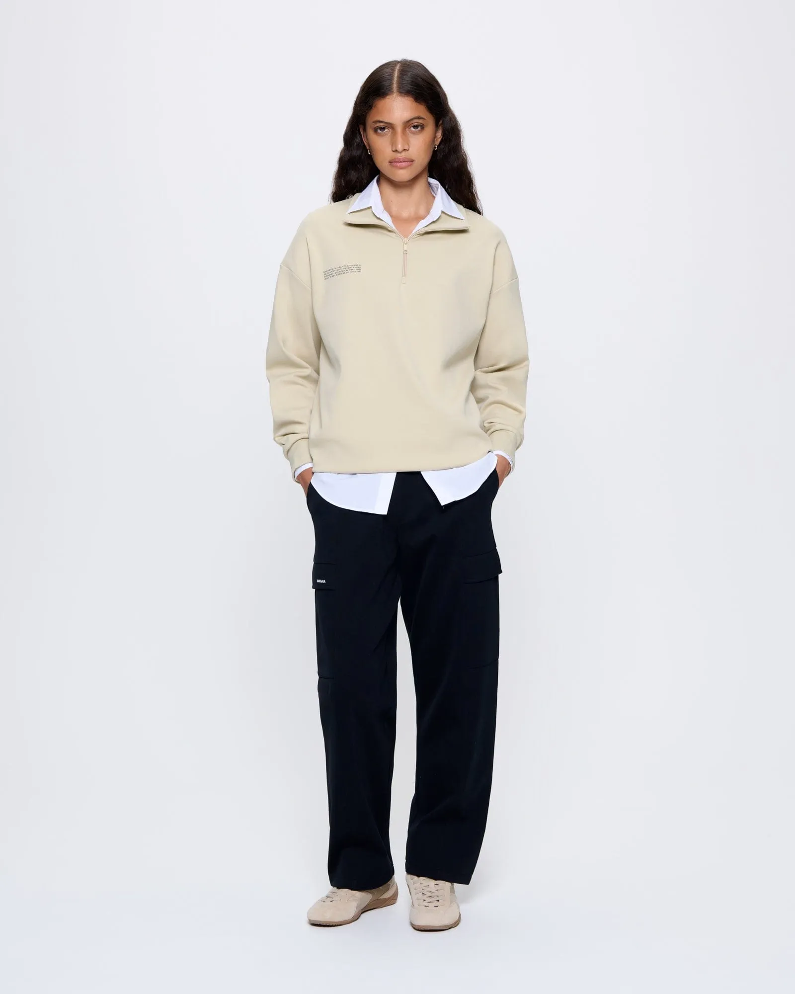 Archive Womens DNA Double Jersey Half Zip Sweatshirt—maitake beige sold by Pangaia product image thumbnail 3