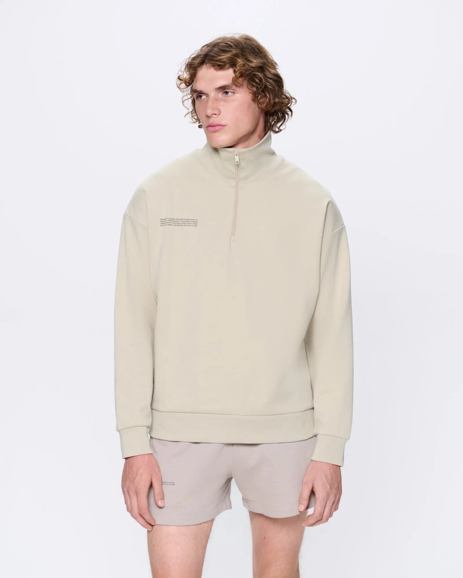 Mens DNA Double Jersey Half Zip Sweatshirt—maitake beige sold by Pangaia product image thumbnail 3