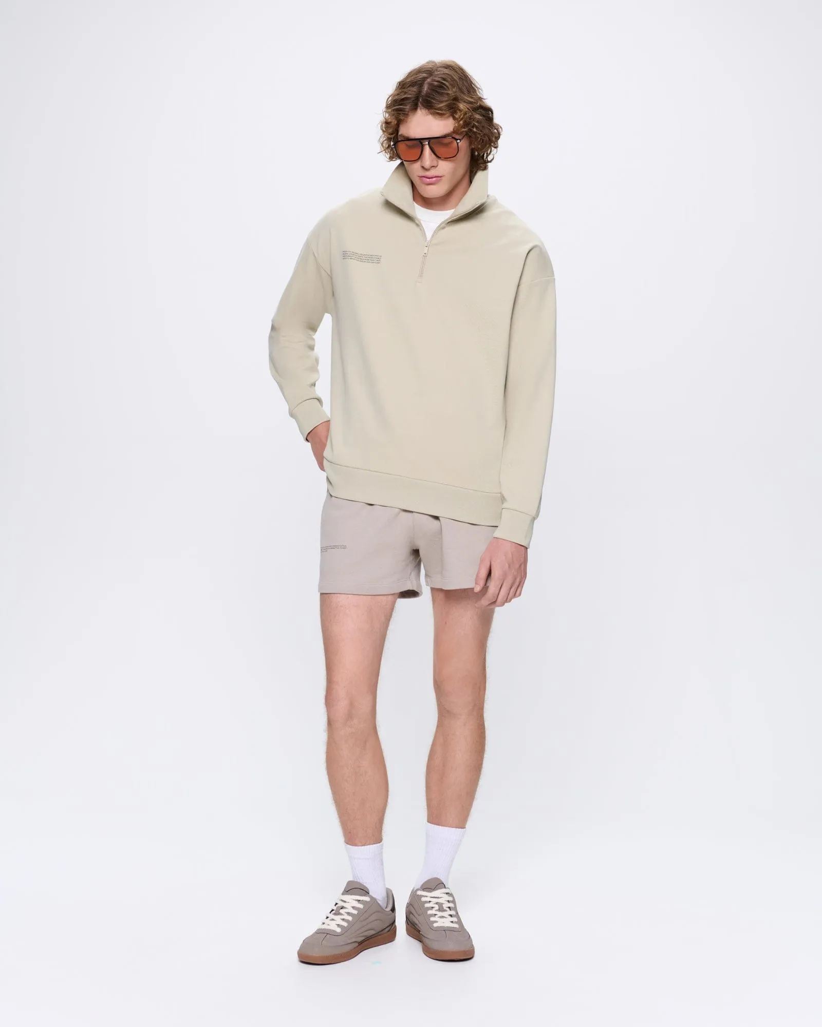 Mens DNA Double Jersey Half Zip Sweatshirt—maitake beige sold by Pangaia