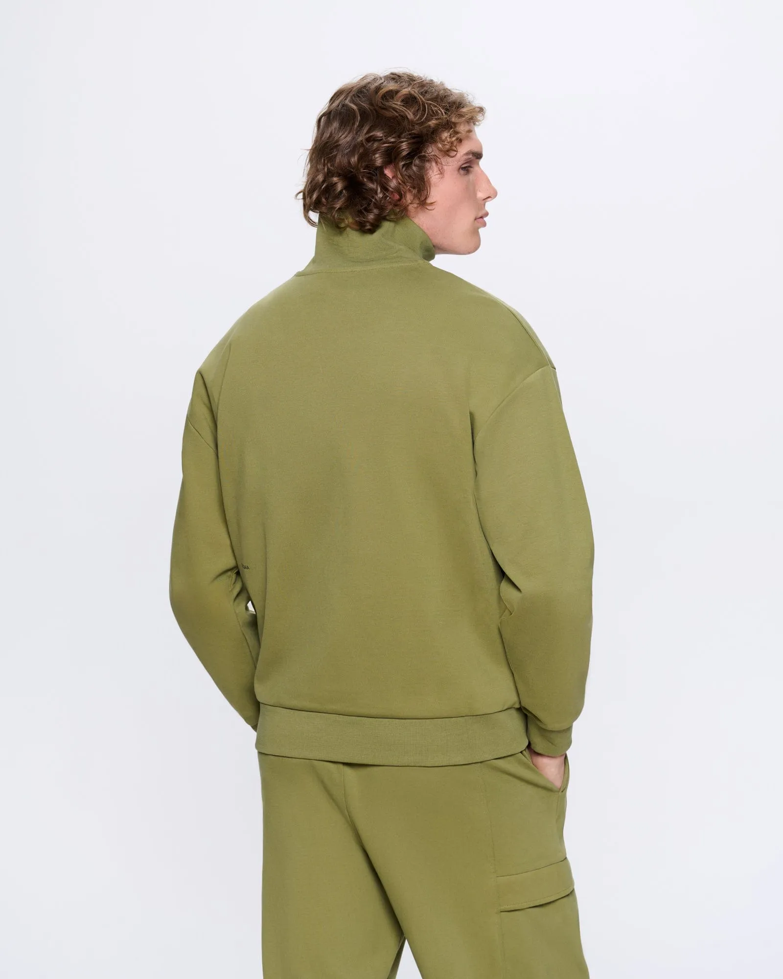 Mens DNA Double Jersey Half Zip Sweatshirt—highland green sold by Pangaia product image thumbnail 5