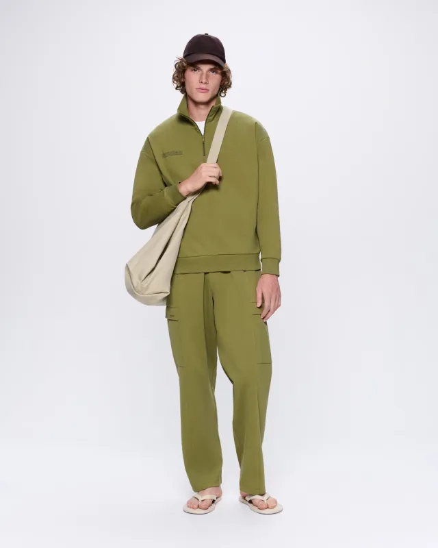 Mens DNA Double Jersey Half Zip Sweatshirt—highland green sold by Pangaia