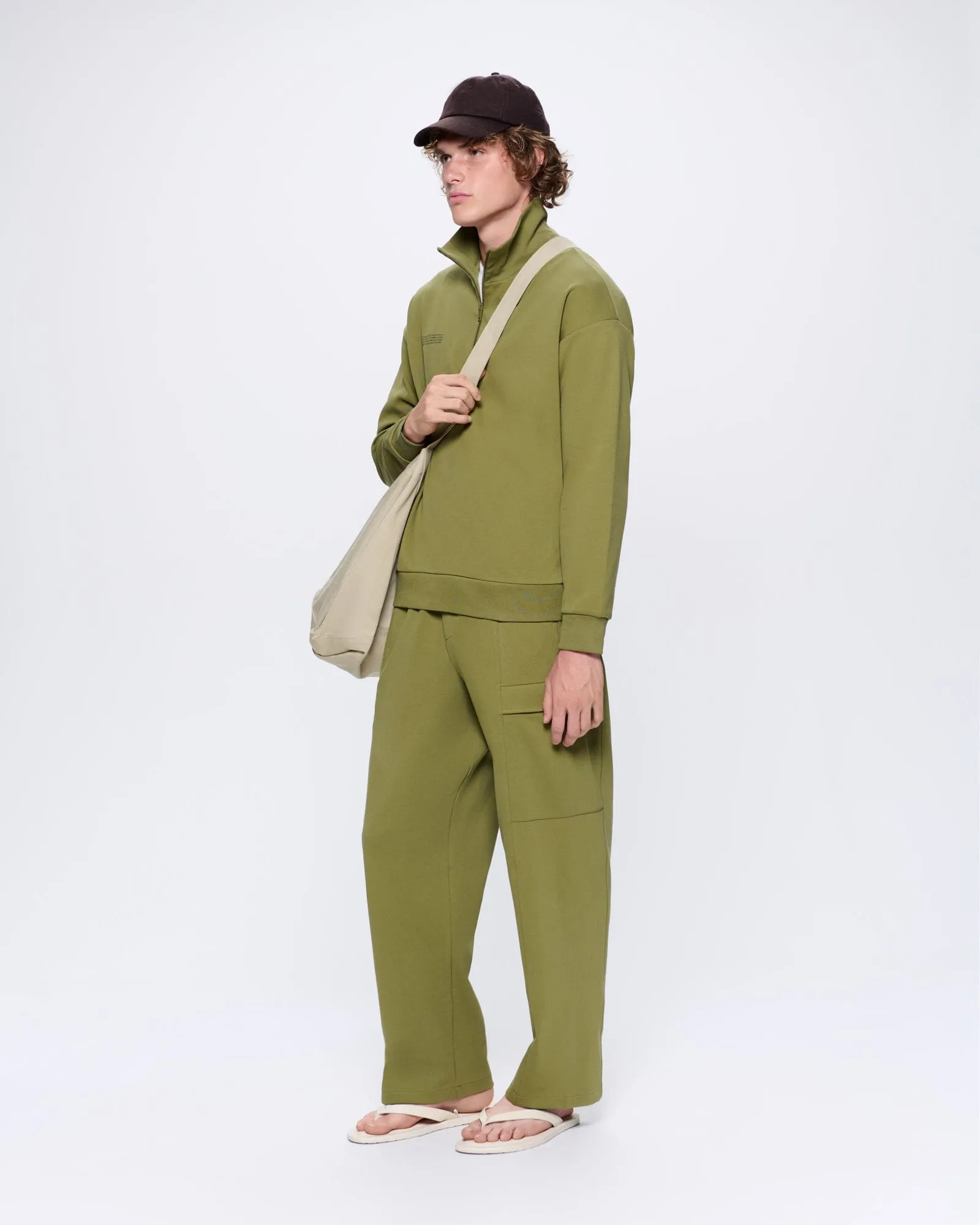 Mens DNA Double Jersey Cargo Trousers—highland green sold by Pangaia