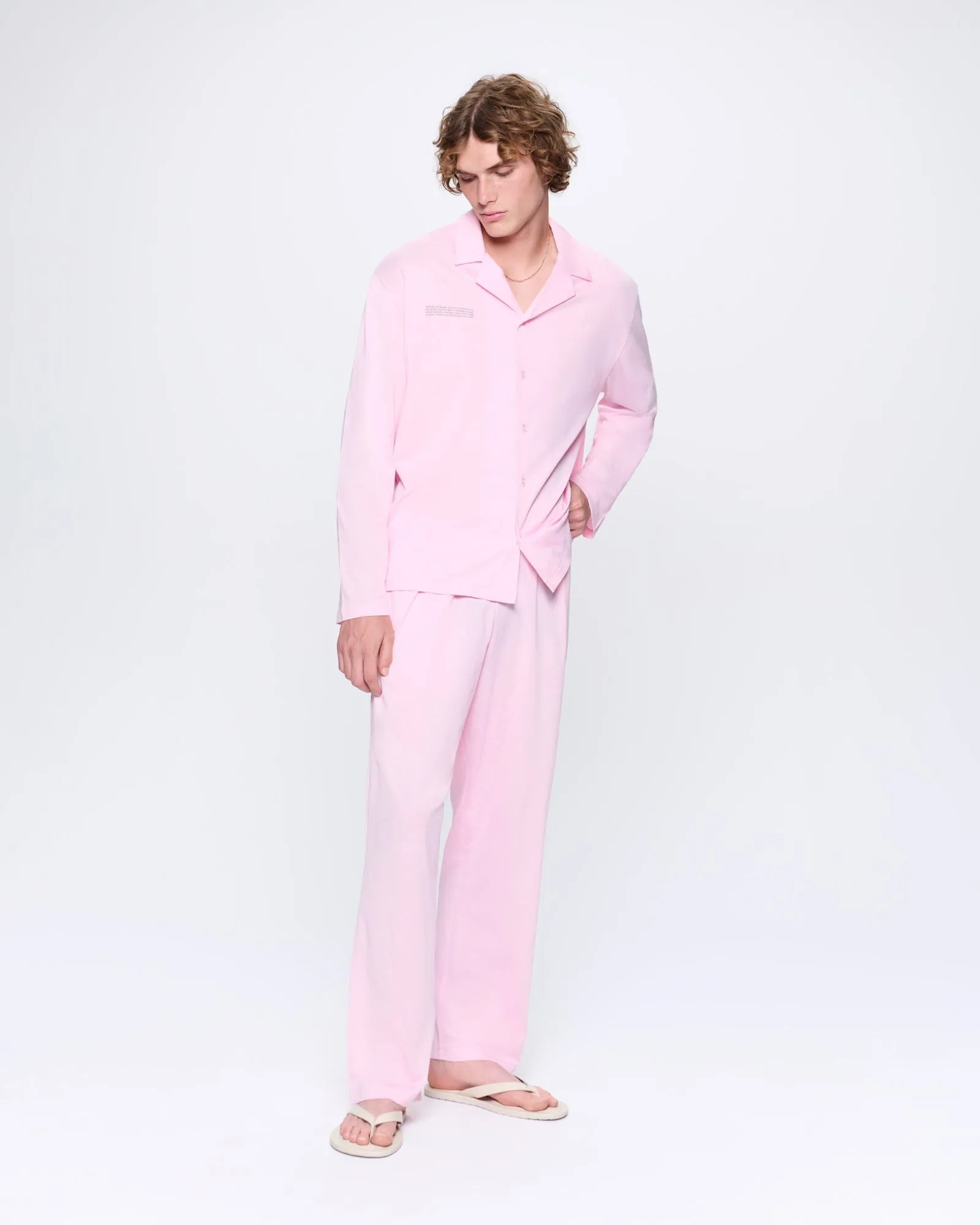 Mens 365 Lightweight Long Pyjama Set —magnolia pink sold by Pangaia