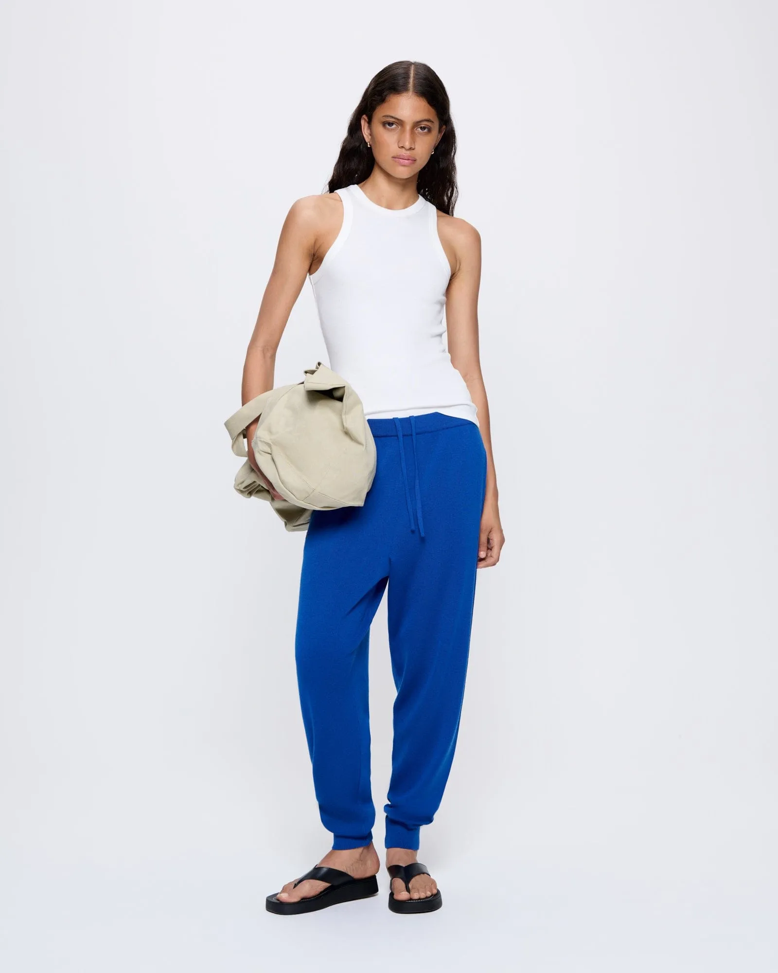 Womens Regenerative Merino Wool Track Pants—earth blue sold by Pangaia